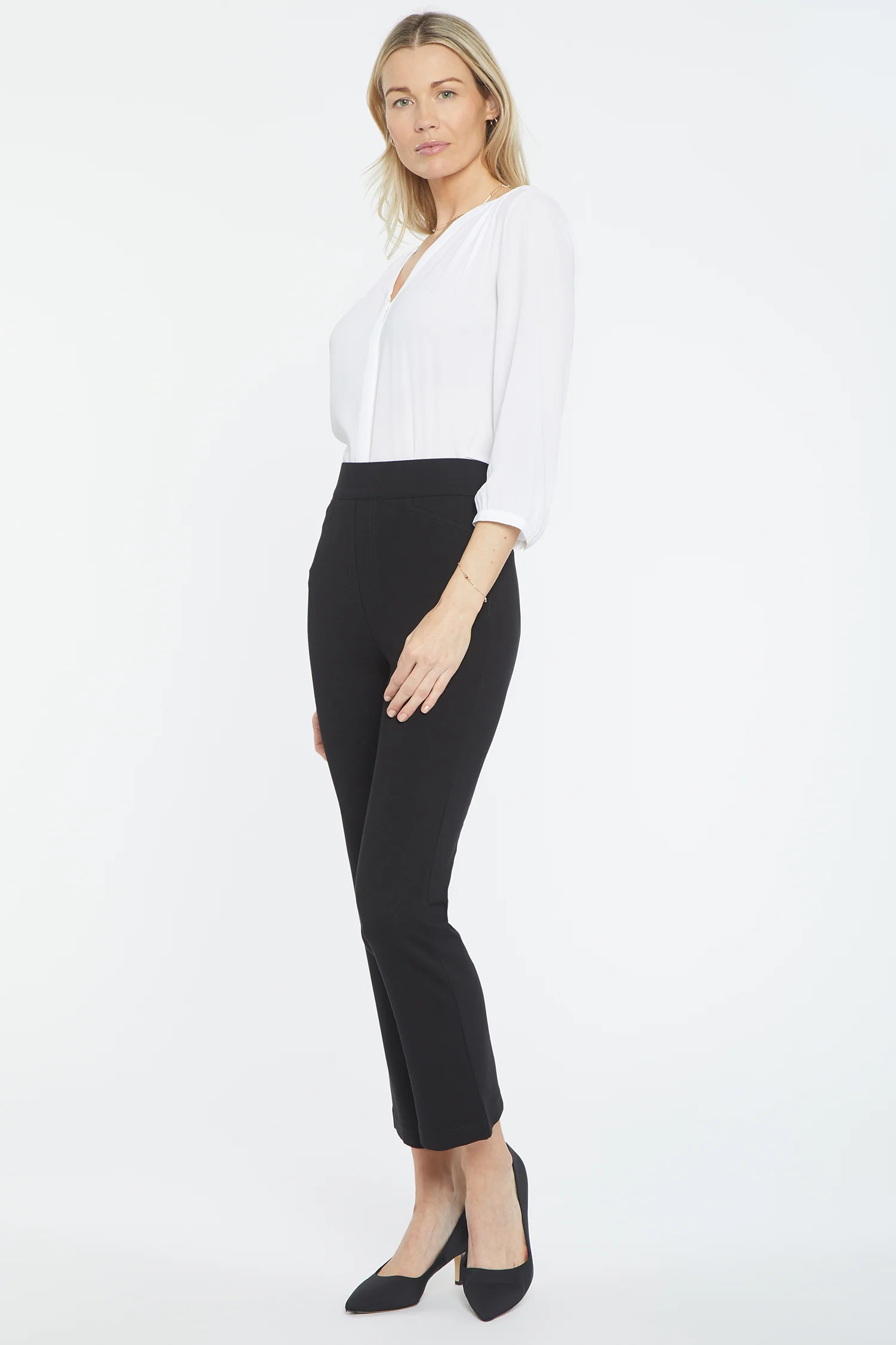 Pull-On Straight Crop Pants - Black - Image 5