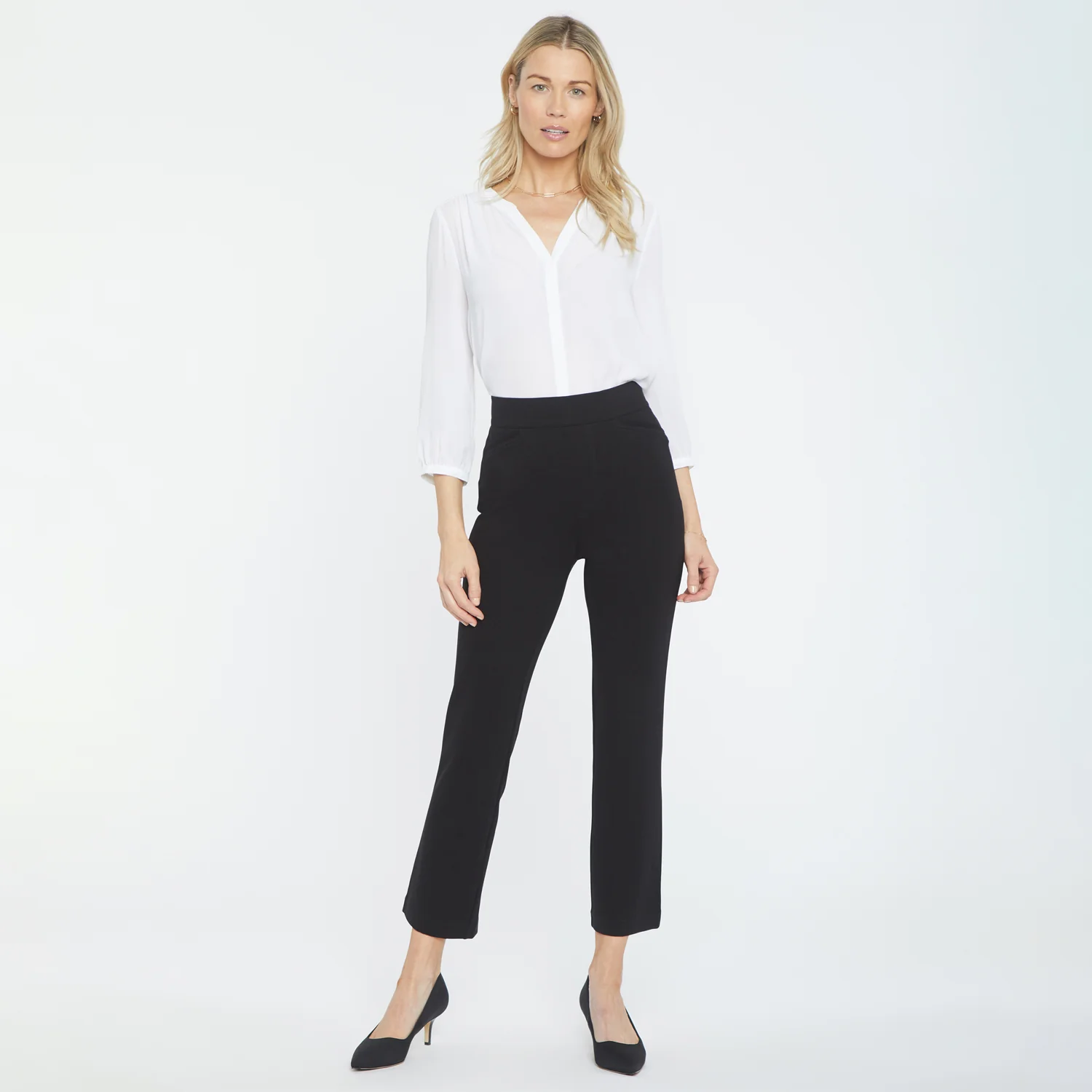 Pull-On Straight Crop Pants - Black - Image 7