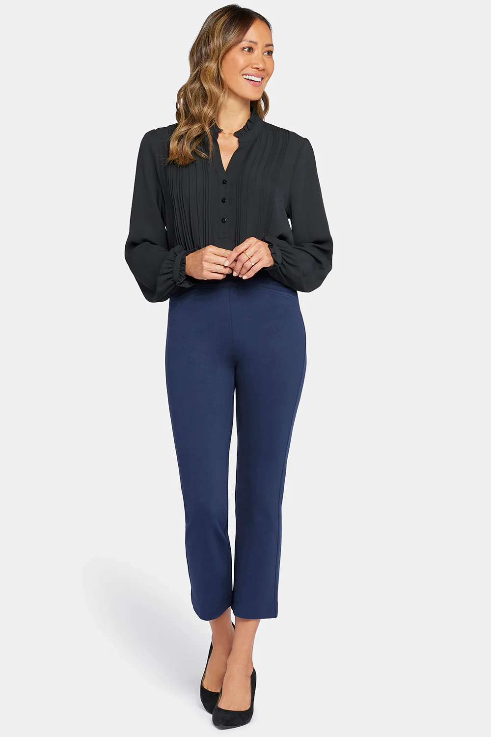 Pull-On Straight Crop Pants - Oxford Navy - Image 4