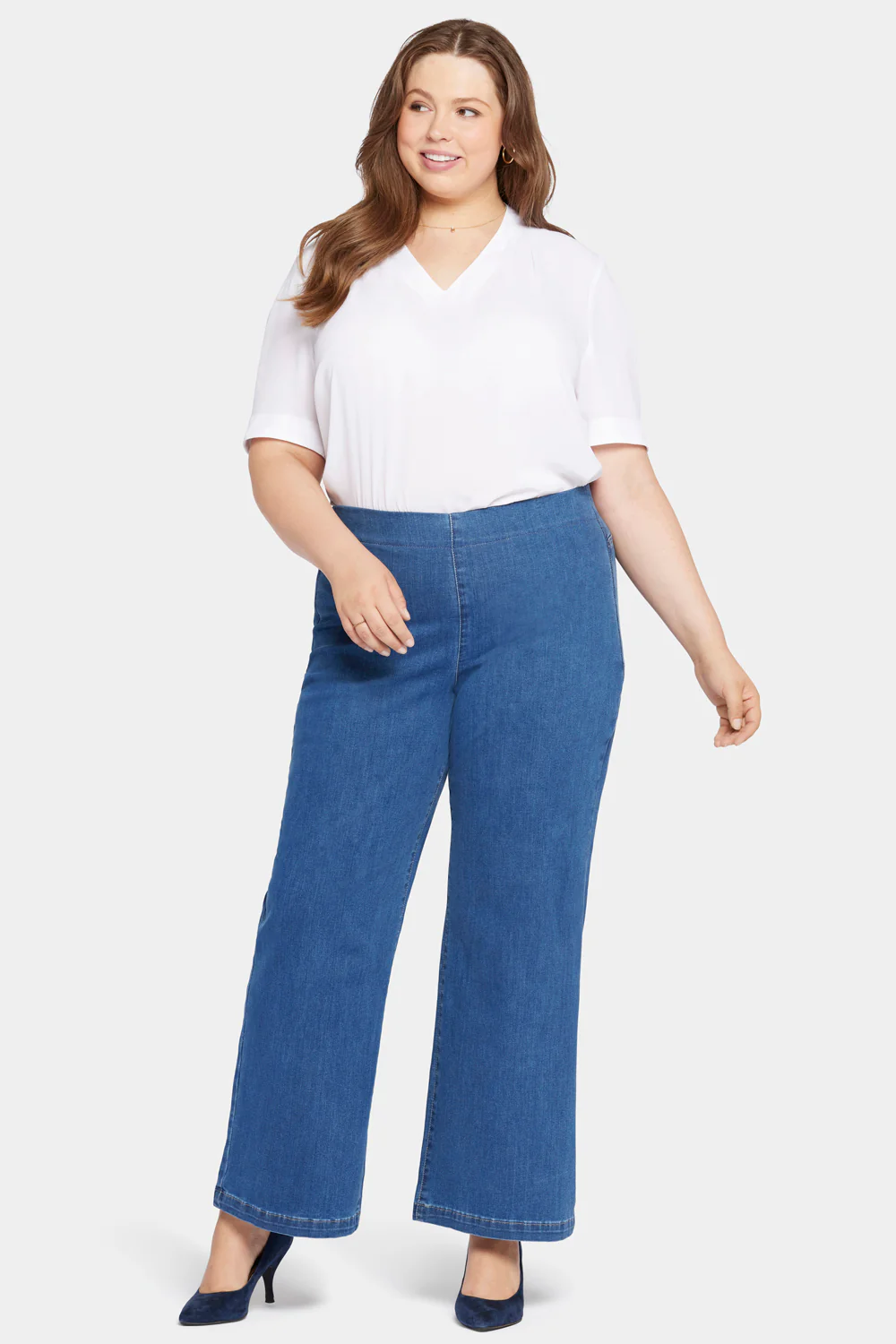 Pull-On Teresa Wide Leg Jeans In Plus Size - Waterfall - Image 4