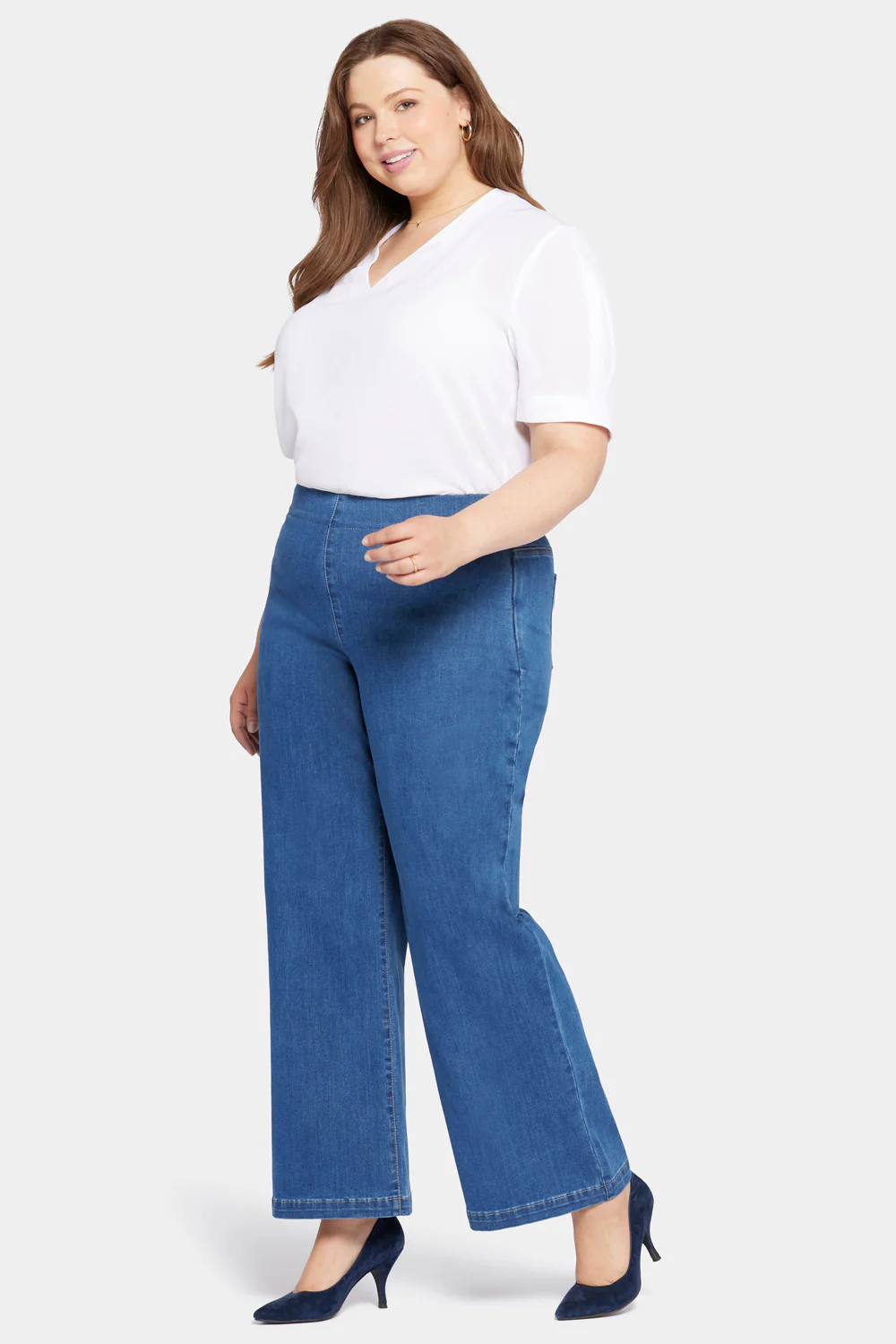 Pull-On Teresa Wide Leg Jeans In Plus Size - Waterfall - Image 5