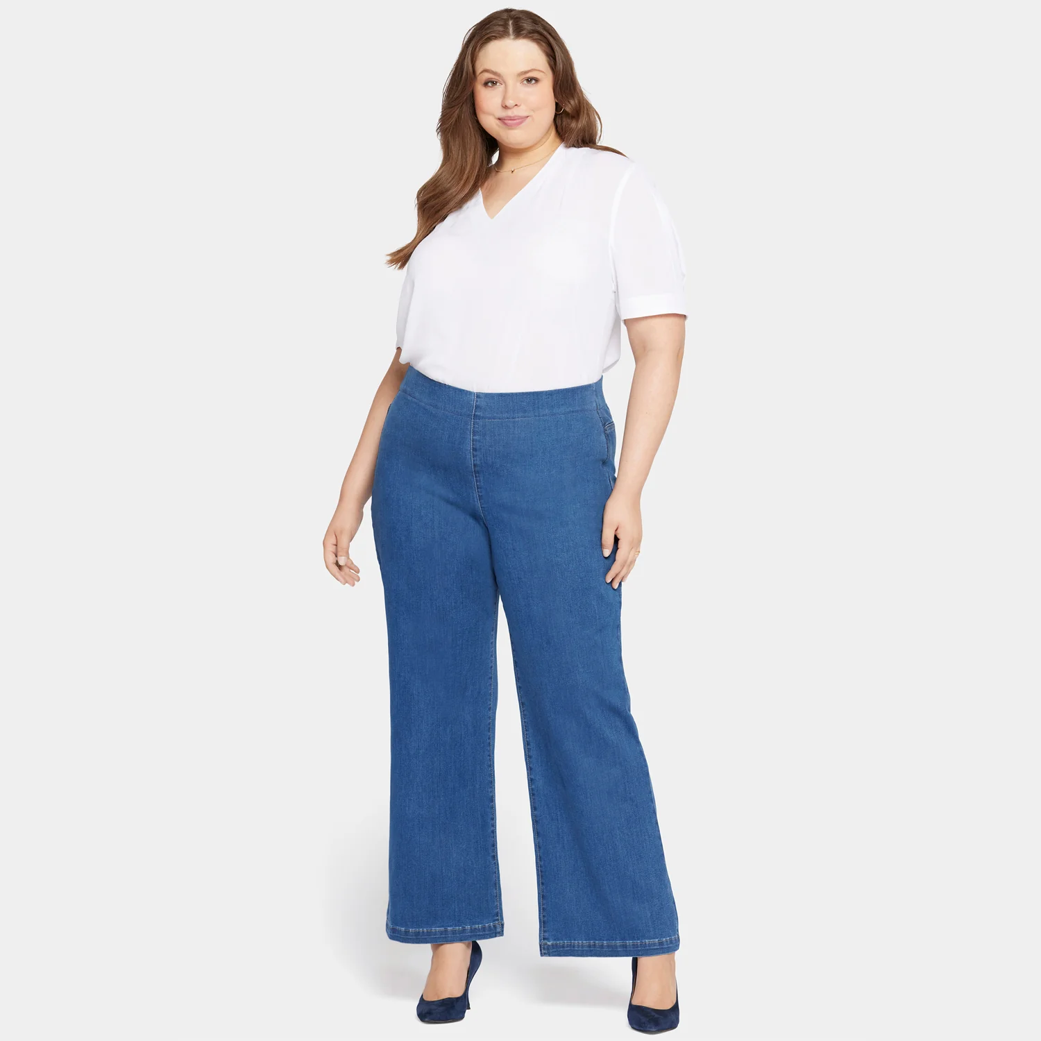 Pull-On Teresa Wide Leg Jeans In Plus Size - Waterfall - Image 7