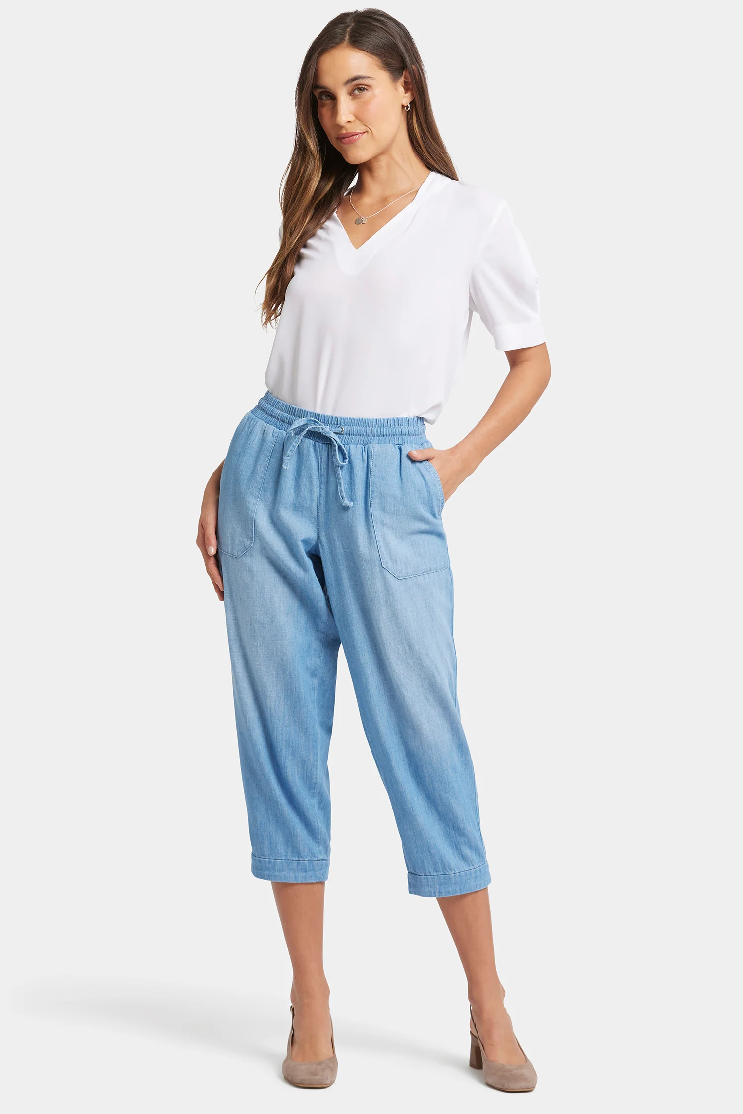 Relaxed Drawstring Cargo Pull-On Pants - Riviera Sky - Image 4