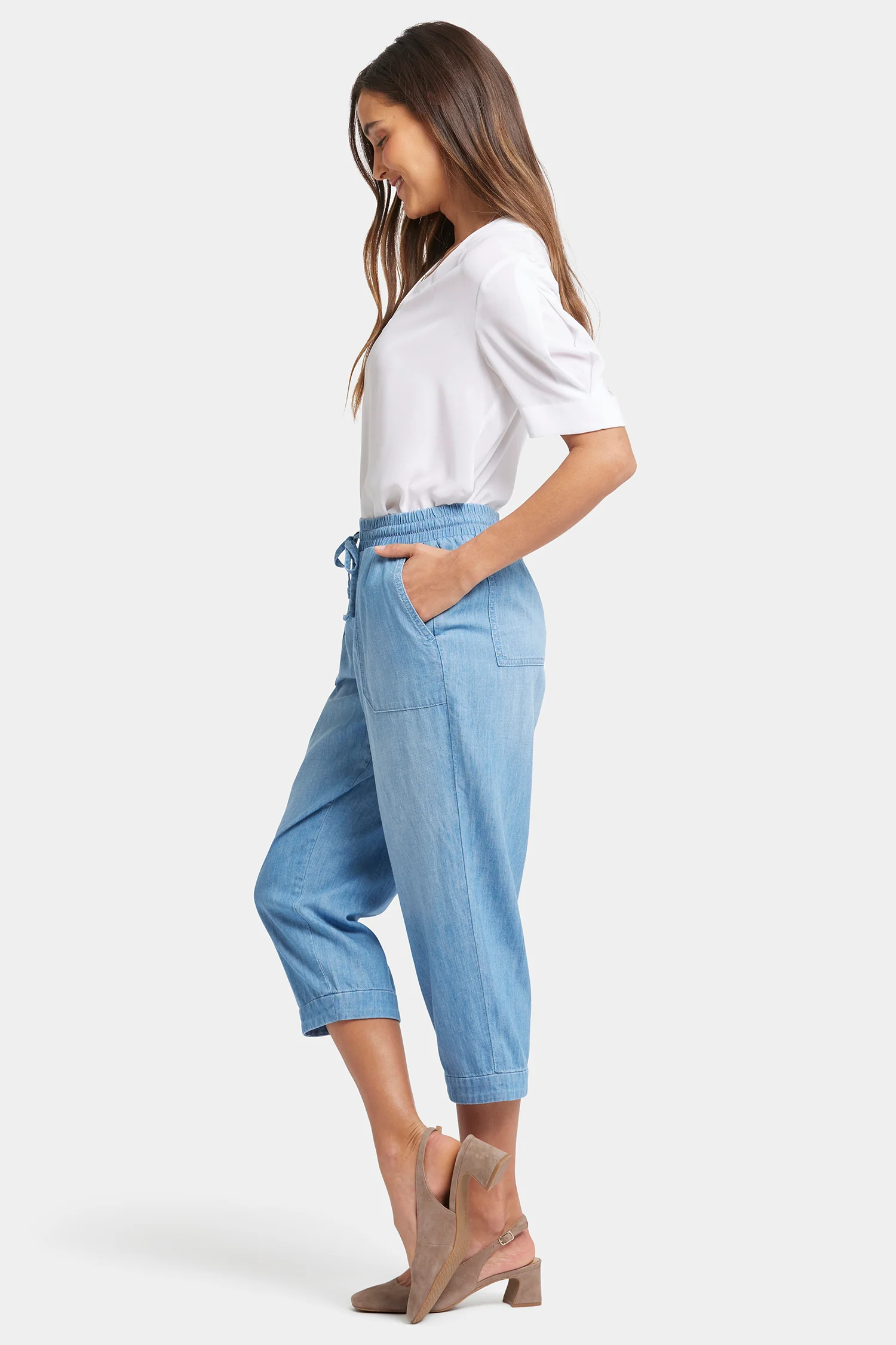 Relaxed Drawstring Cargo Pull-On Pants - Riviera Sky - Image 5