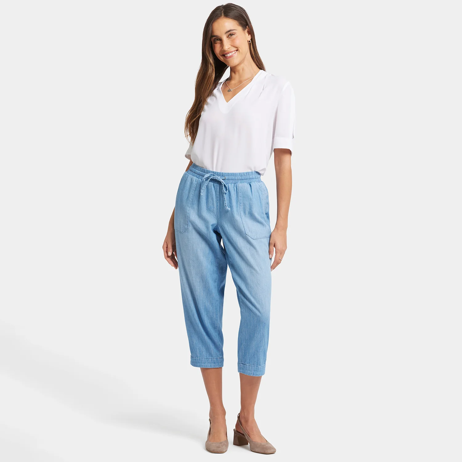 Relaxed Drawstring Cargo Pull-On Pants - Riviera Sky - Image 7