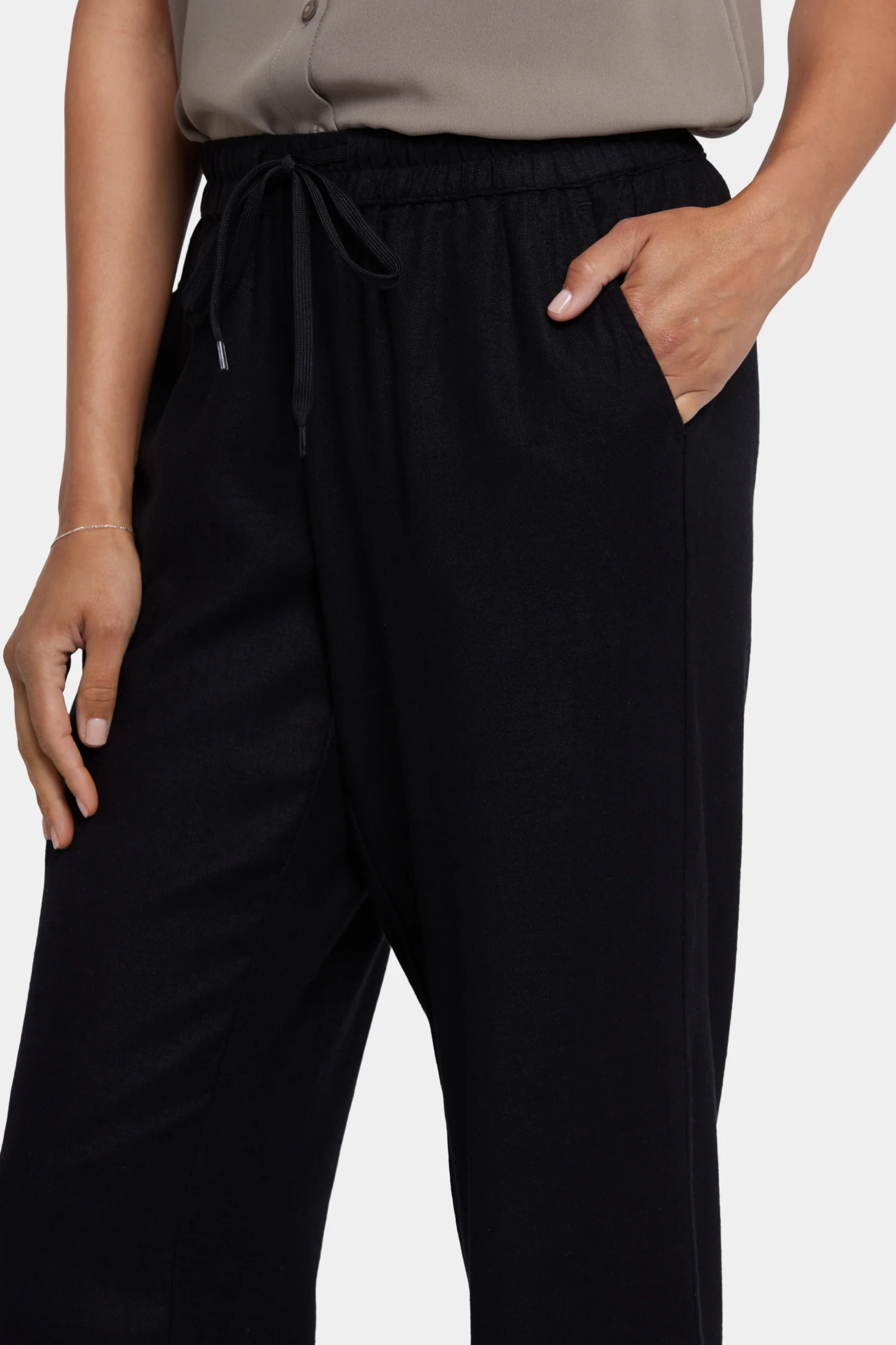 Relaxed Drawstring Pull-On Pants - Black - Image 5