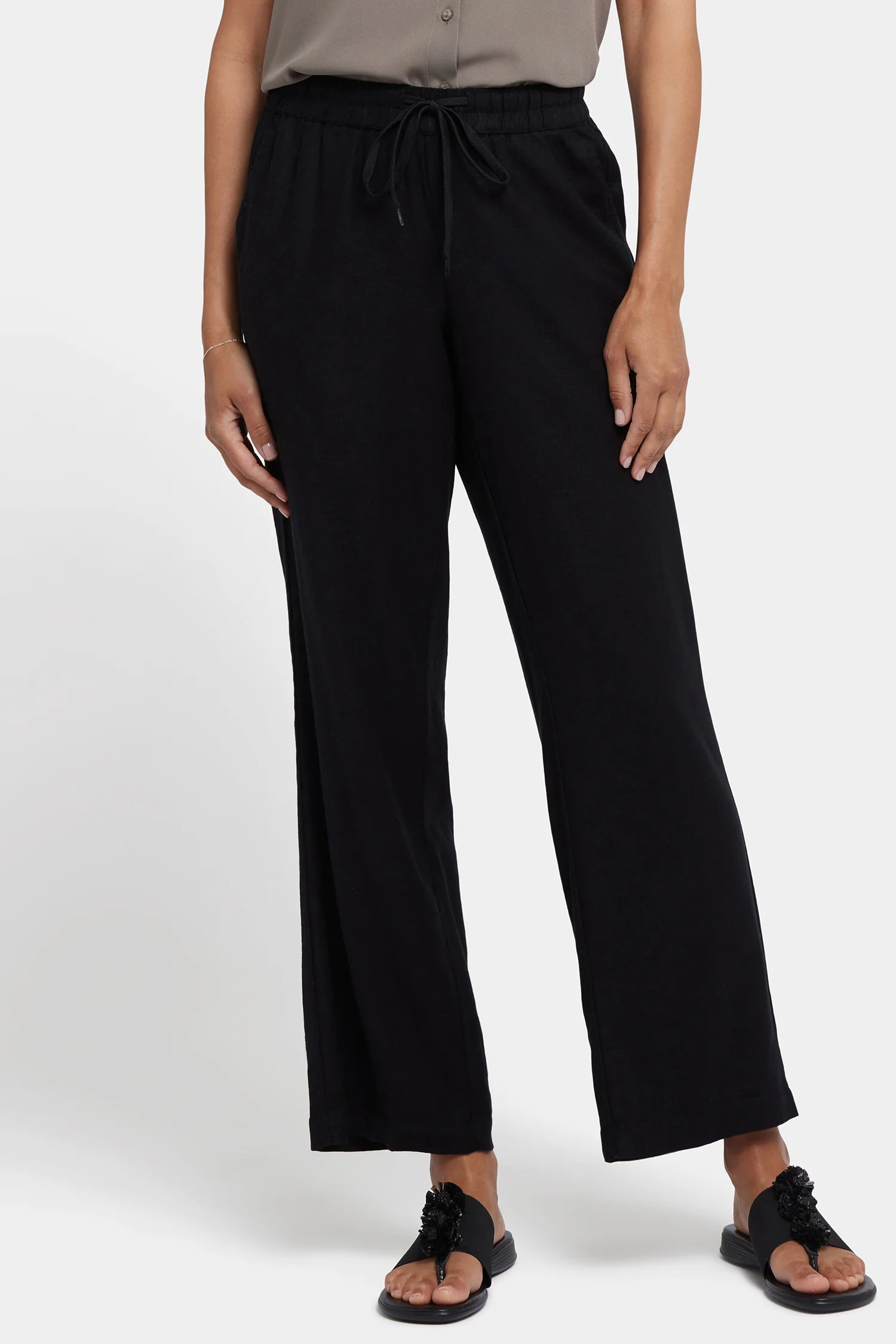 Relaxed Drawstring Pull-On Pants In Petite - Black - Image 4