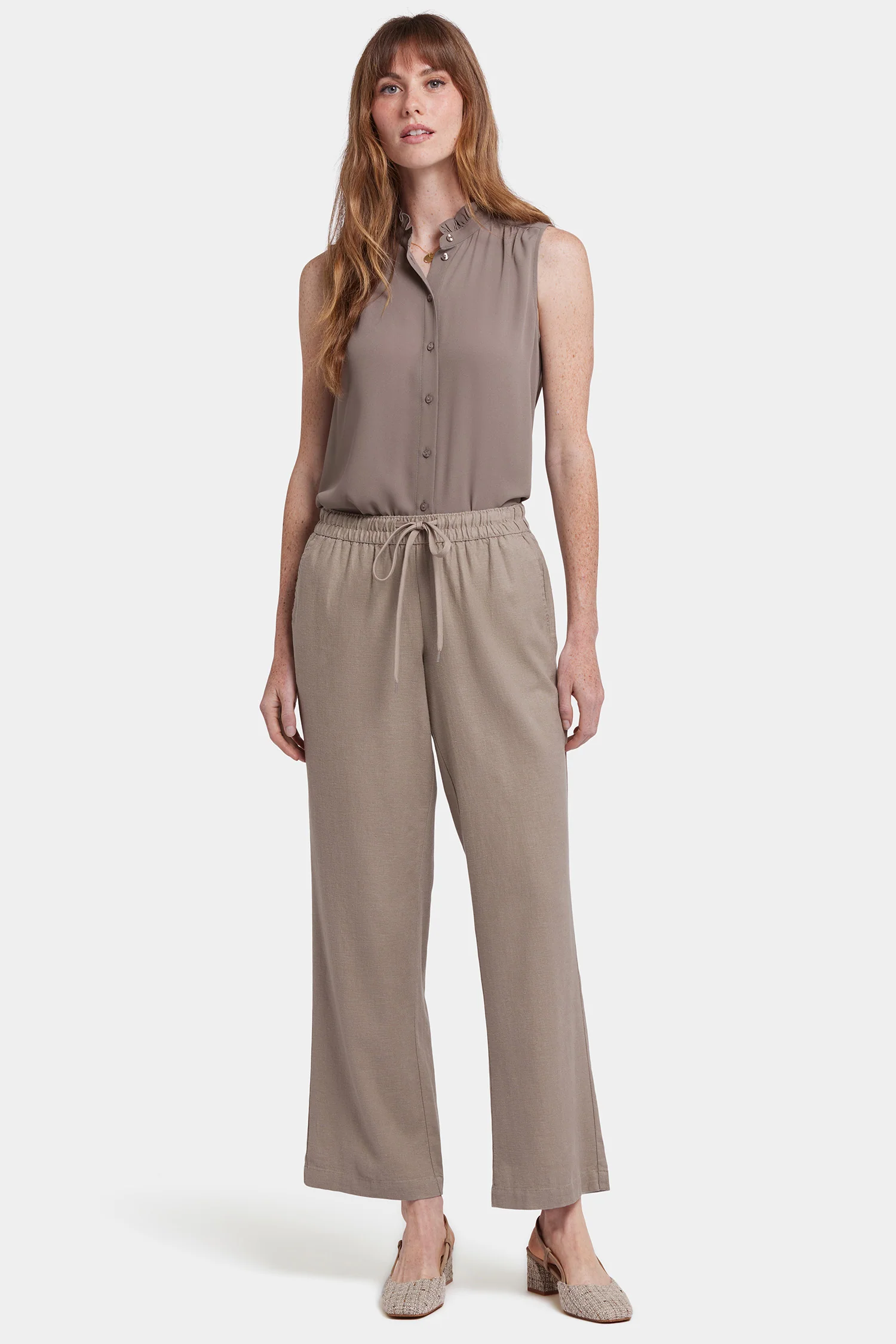 Relaxed Drawstring Pull-On Pants In Petite - Saddlewood - Image 4