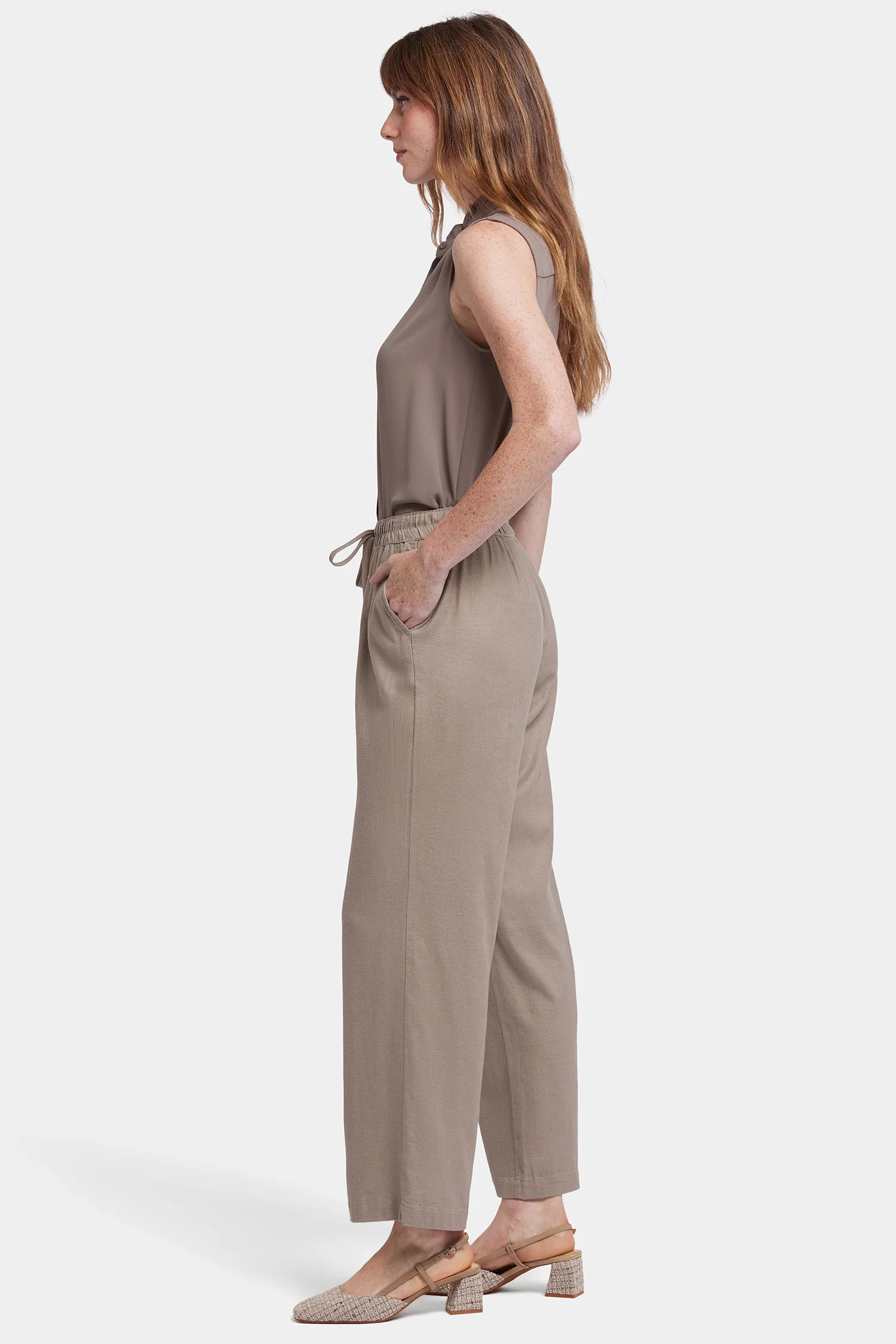 Relaxed Drawstring Pull-On Pants In Petite - Saddlewood - Image 5
