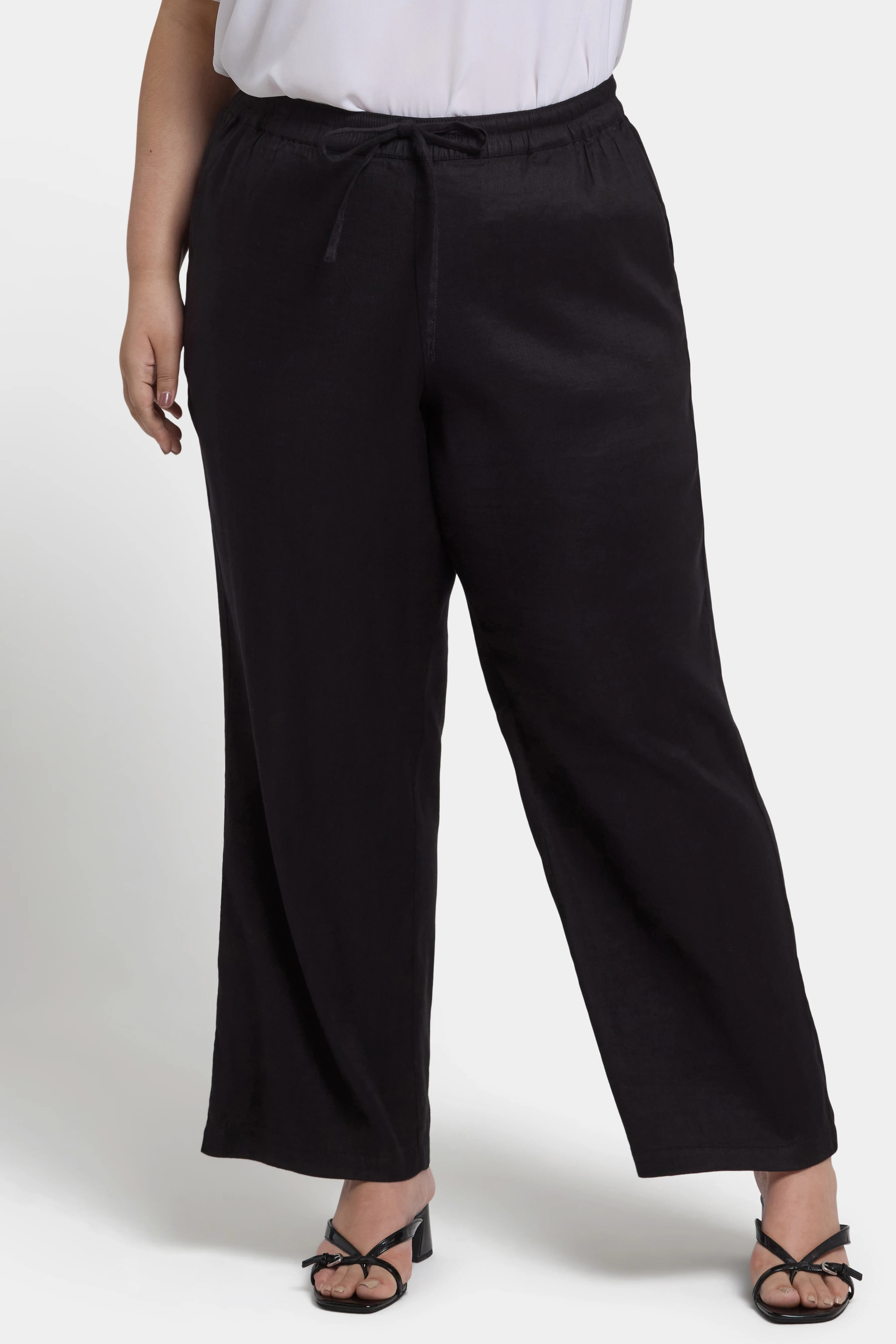 Relaxed Drawstring Pull-On Pants In Plus Size - Black - Image 4