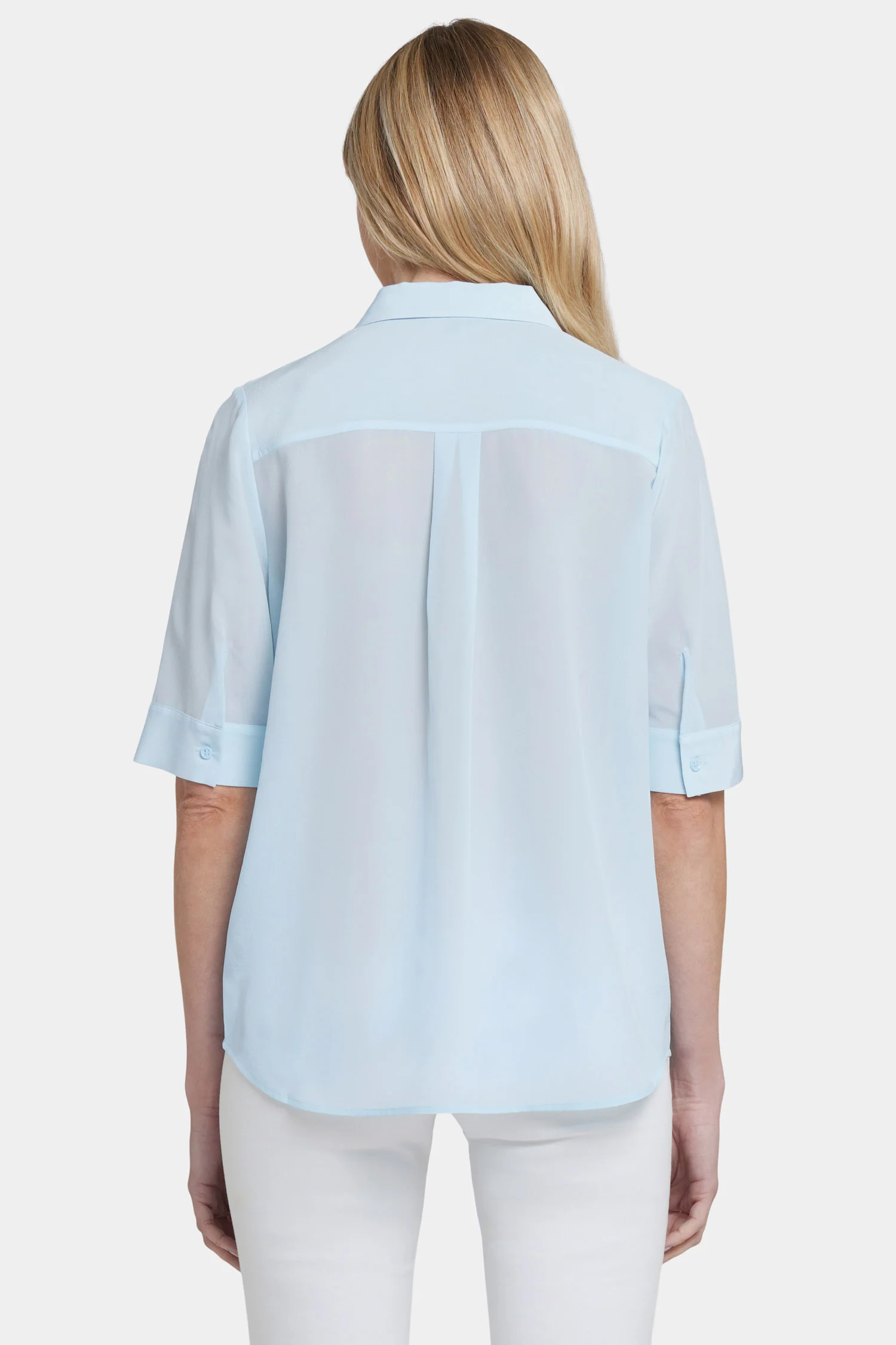Riley Silk Elbow Sleeved Blouse - Aquatic - Image 2