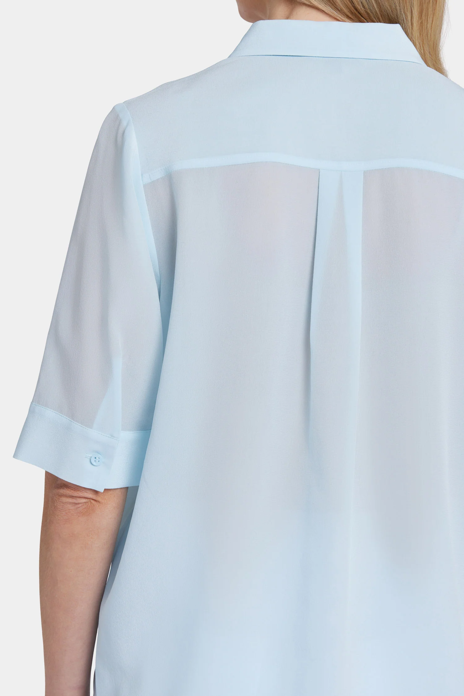 Riley Silk Elbow Sleeved Blouse - Aquatic - Image 6