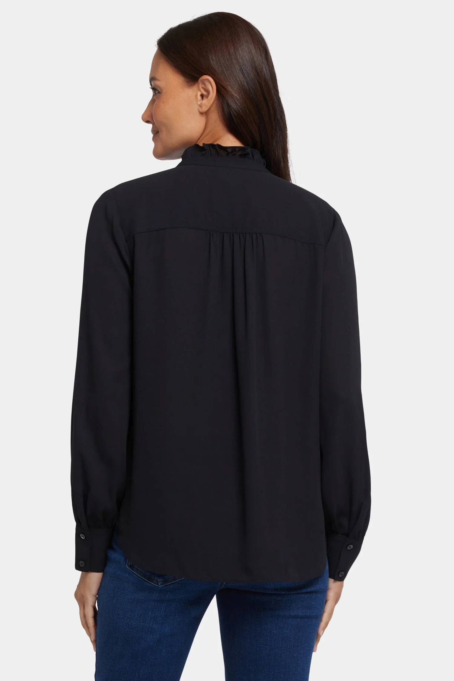 Ruffle Neck Blouse - Black - Image 2