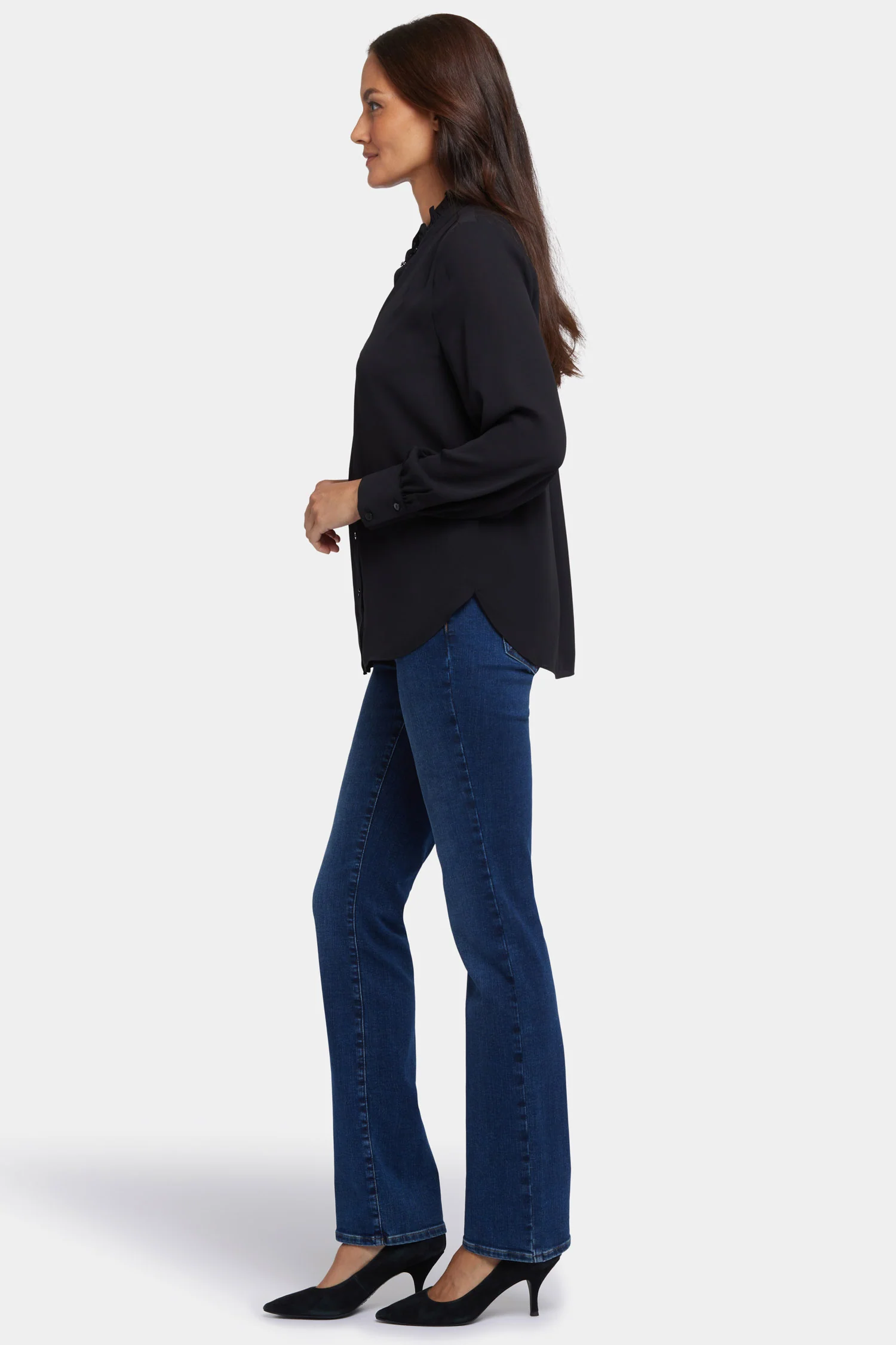 Ruffle Neck Blouse - Black - Image 3