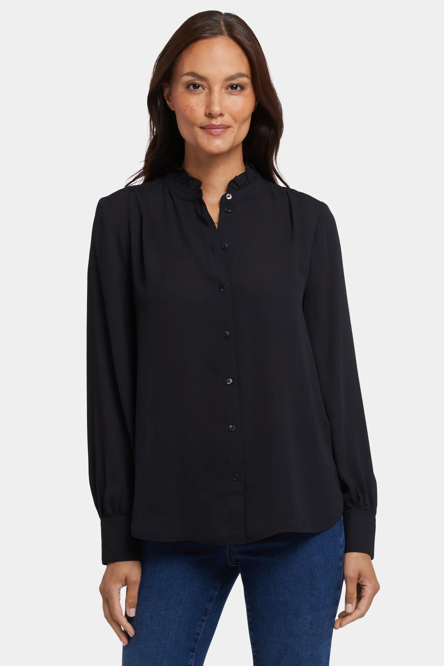 Ruffle Neck Blouse - Black - Image 4