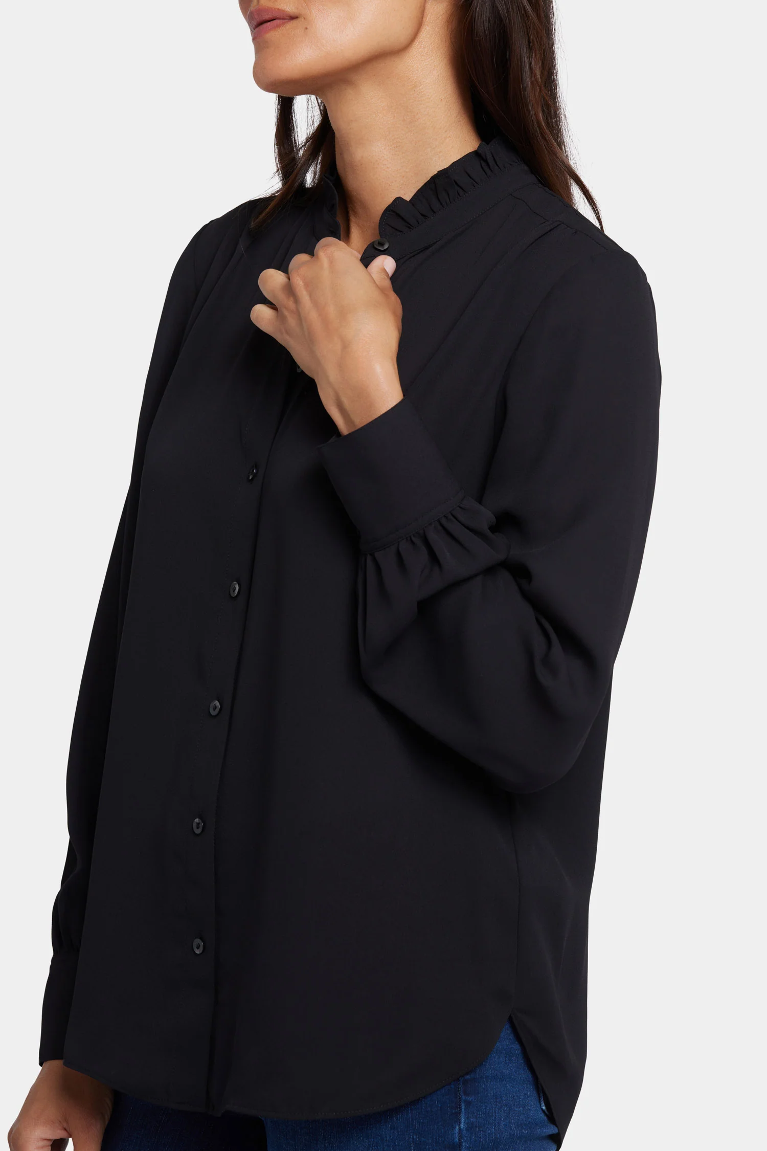 Ruffle Neck Blouse - Black - Image 6
