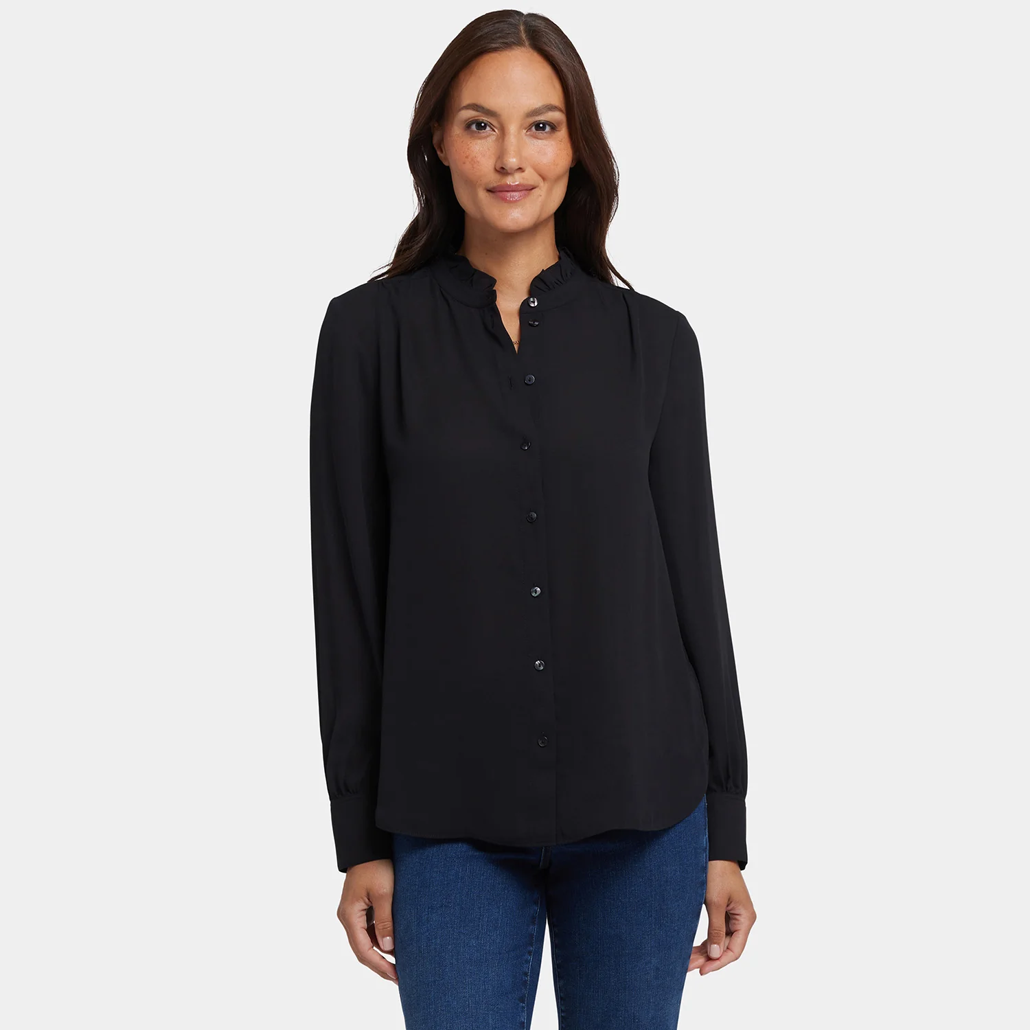 Ruffle Neck Blouse - Black - Image 7