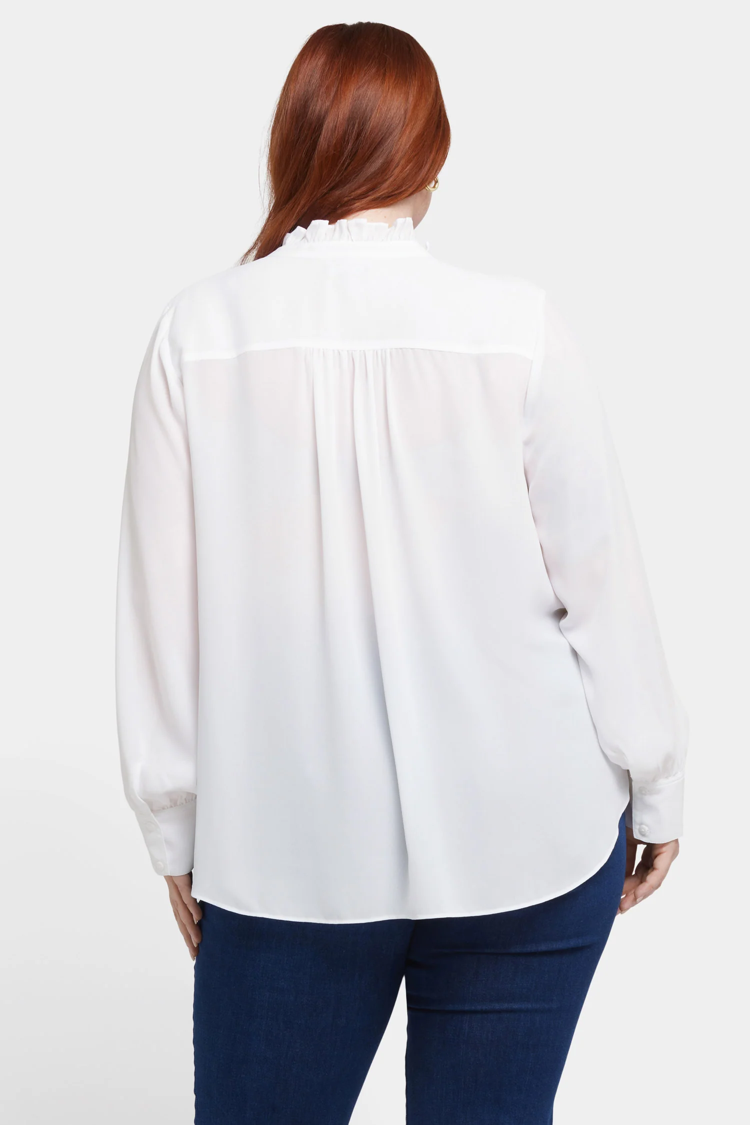 Ruffle Neck Blouse In Plus Size - Optic White - Image 2