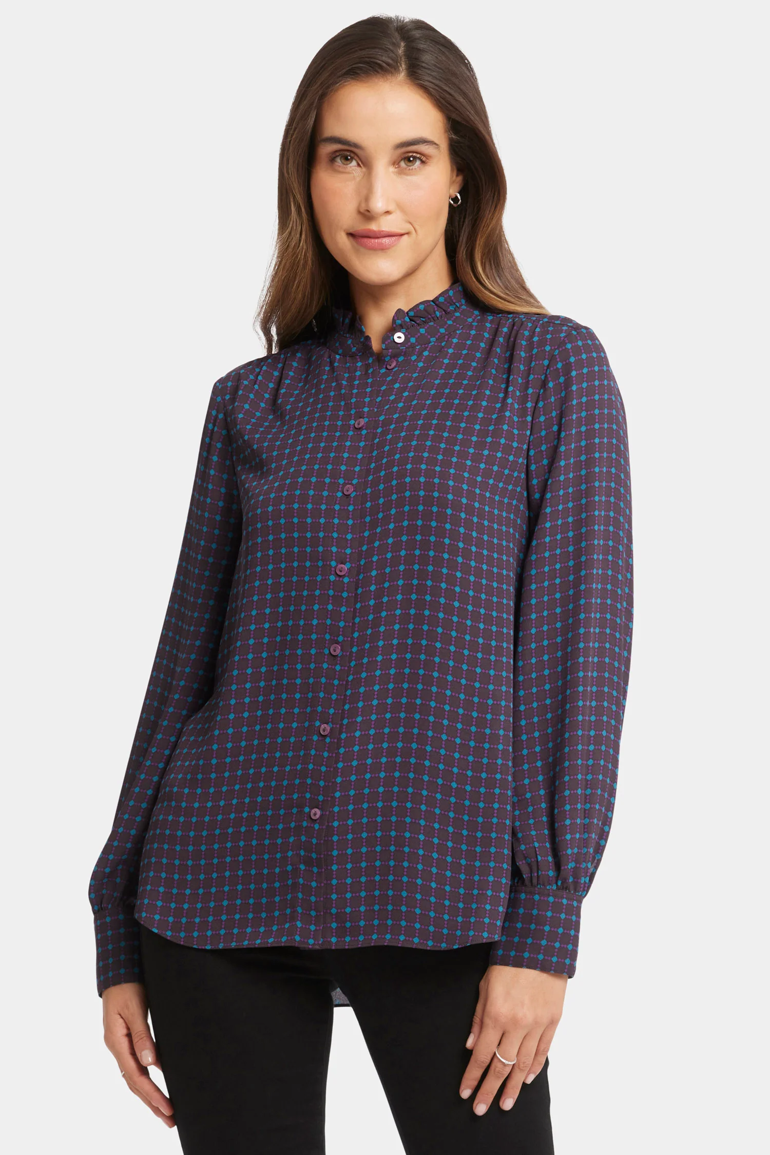 Ruffle Neck Blouse - Plum Trail - Image 5