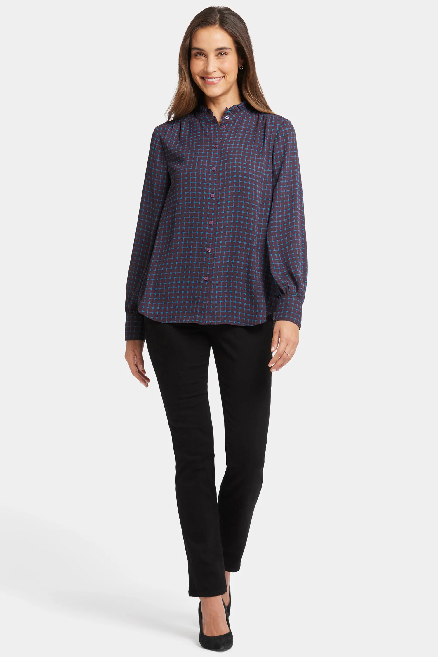 Ruffle Neck Blouse - Plum Trail - Image 6