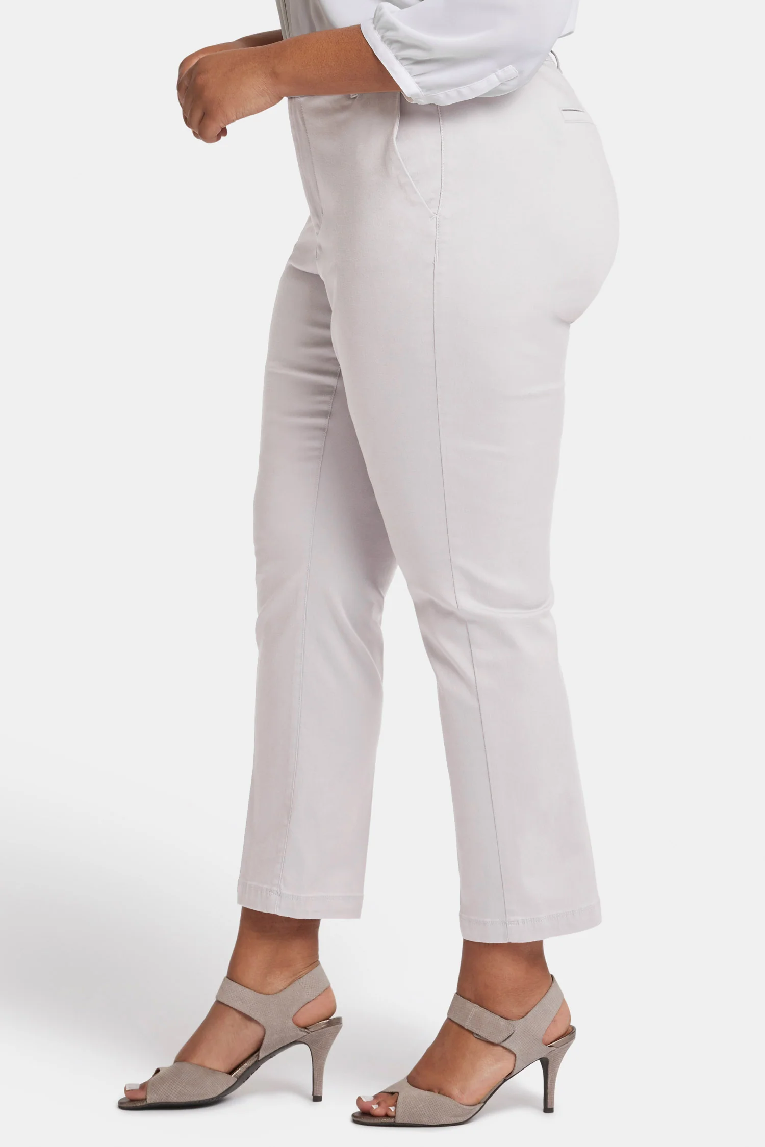 Sadie Slim Pants In Plus Size - Pearl Grey - Image 3