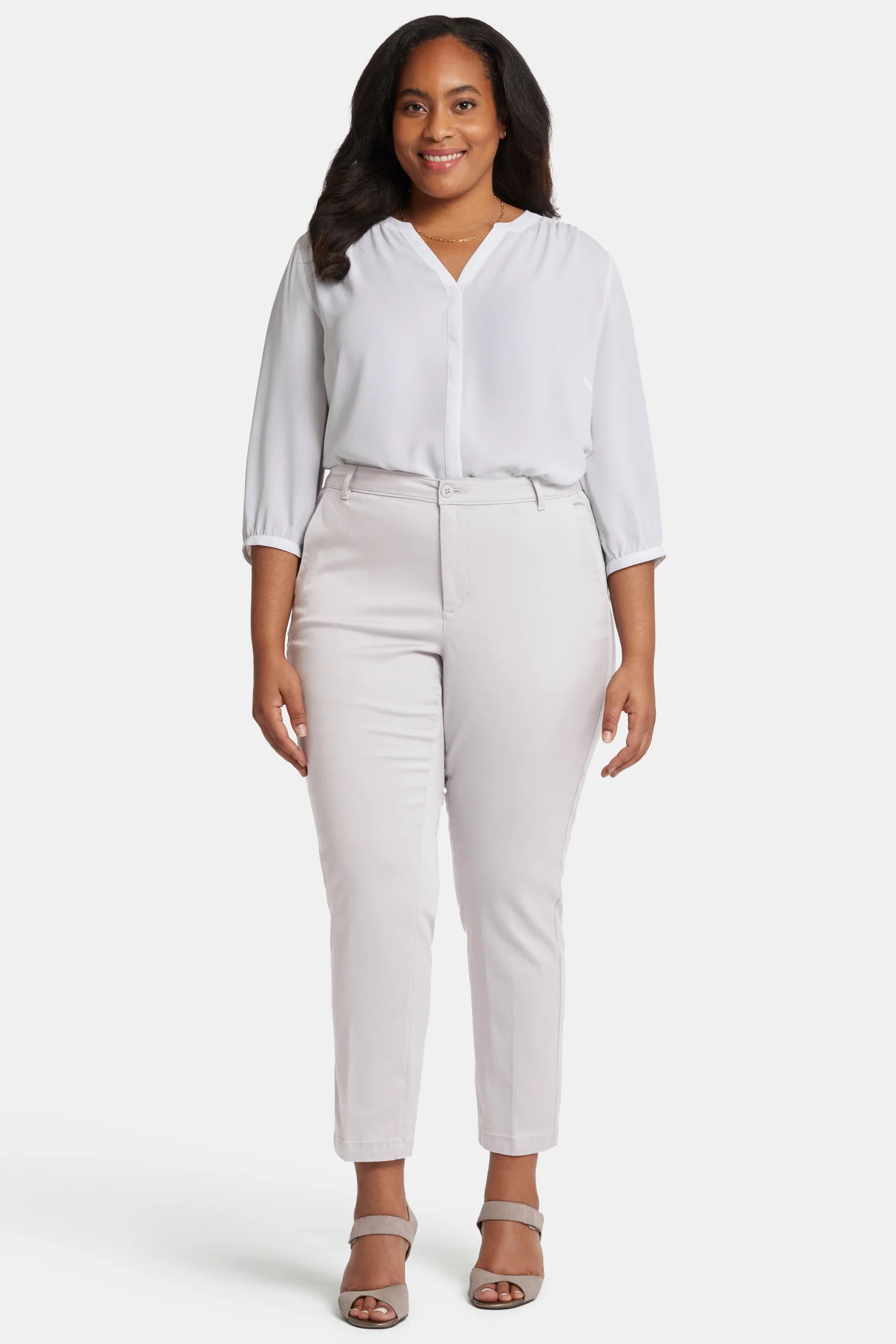 Sadie Slim Pants In Plus Size - Pearl Grey - Image 4