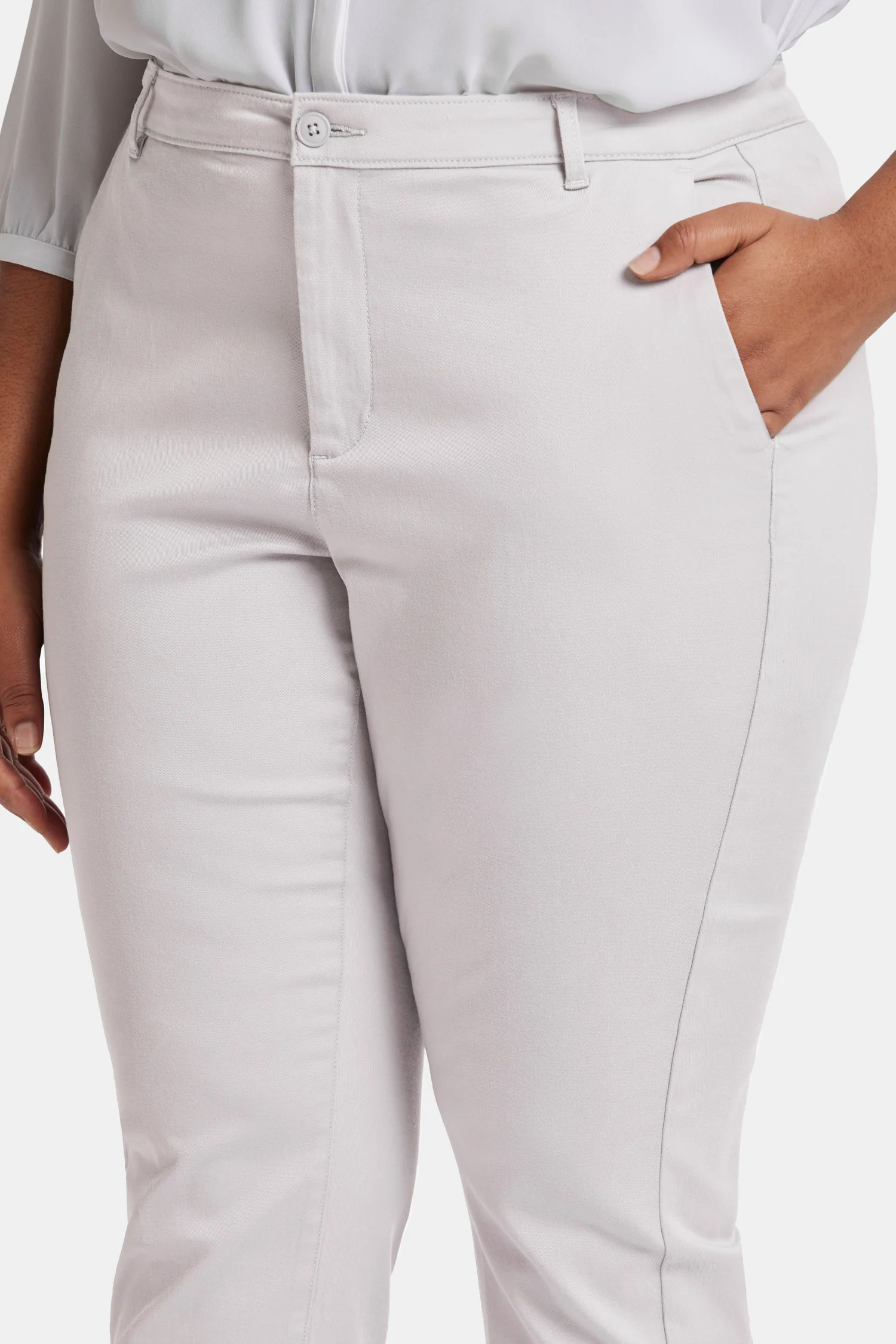 Sadie Slim Pants In Plus Size - Pearl Grey - Image 6