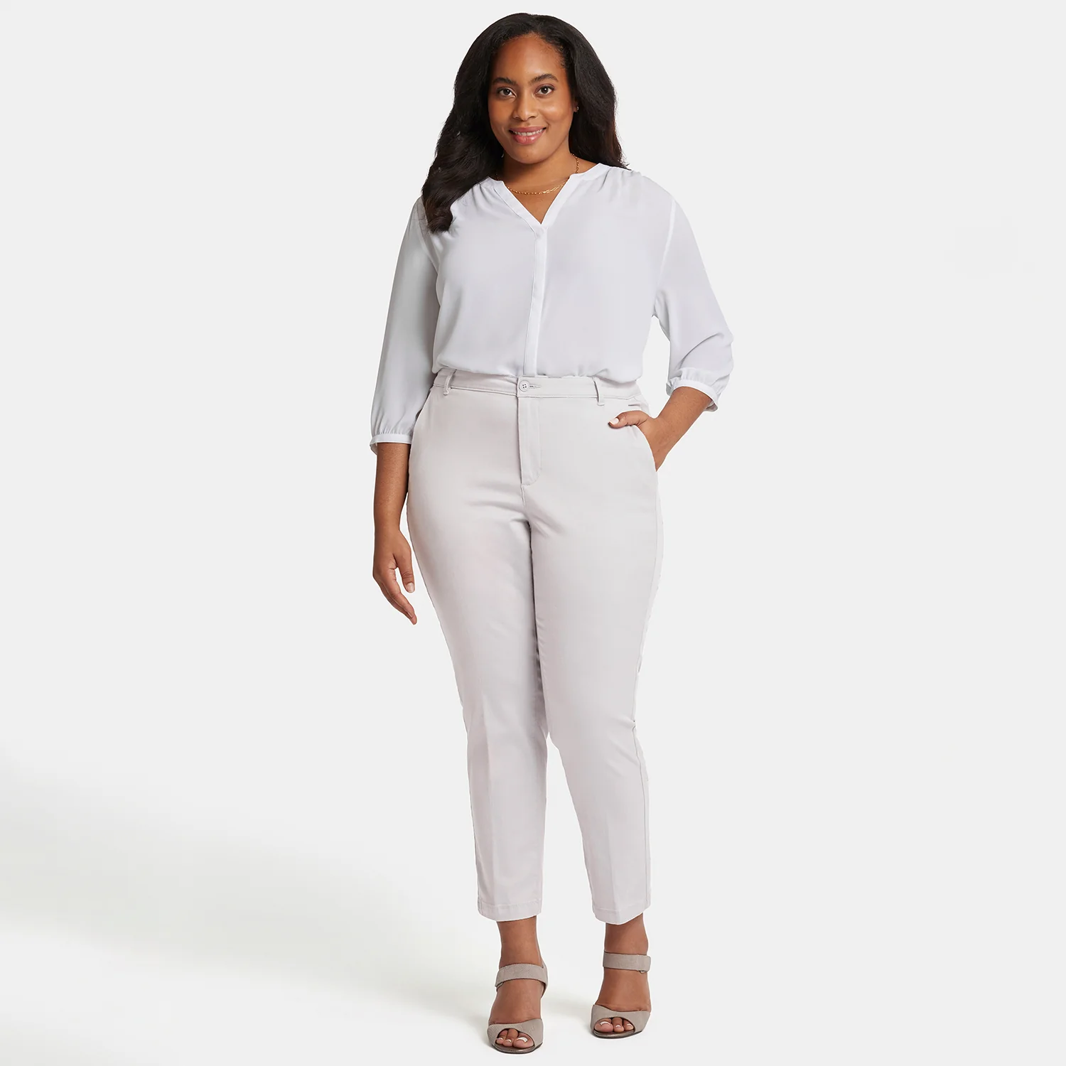 Sadie Slim Pants In Plus Size - Pearl Grey - Image 7