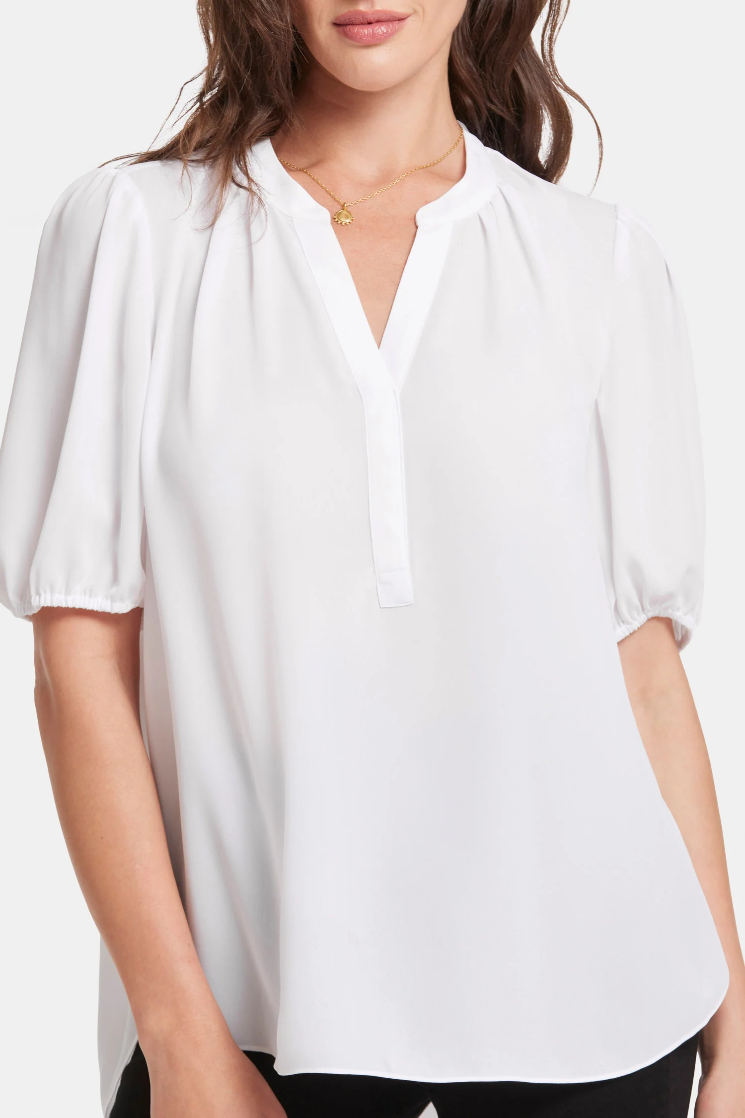 Short Puff Sleeve Popover Top - Optic White - Image 6