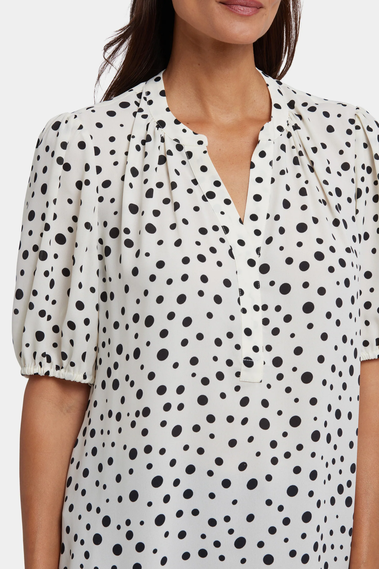 Short Puff Sleeved Popover Top - Josephine Dots - Image 5