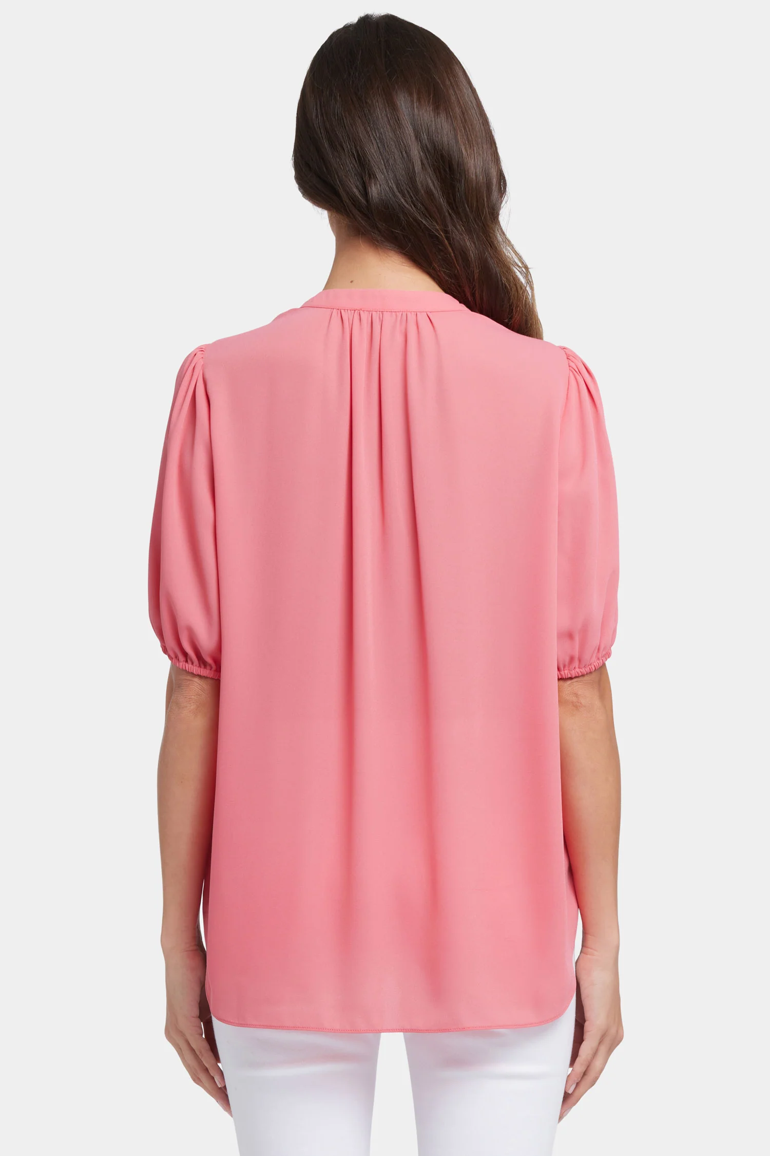 Short Puff Sleeved Popover Top - Spiced Coral - Image 4