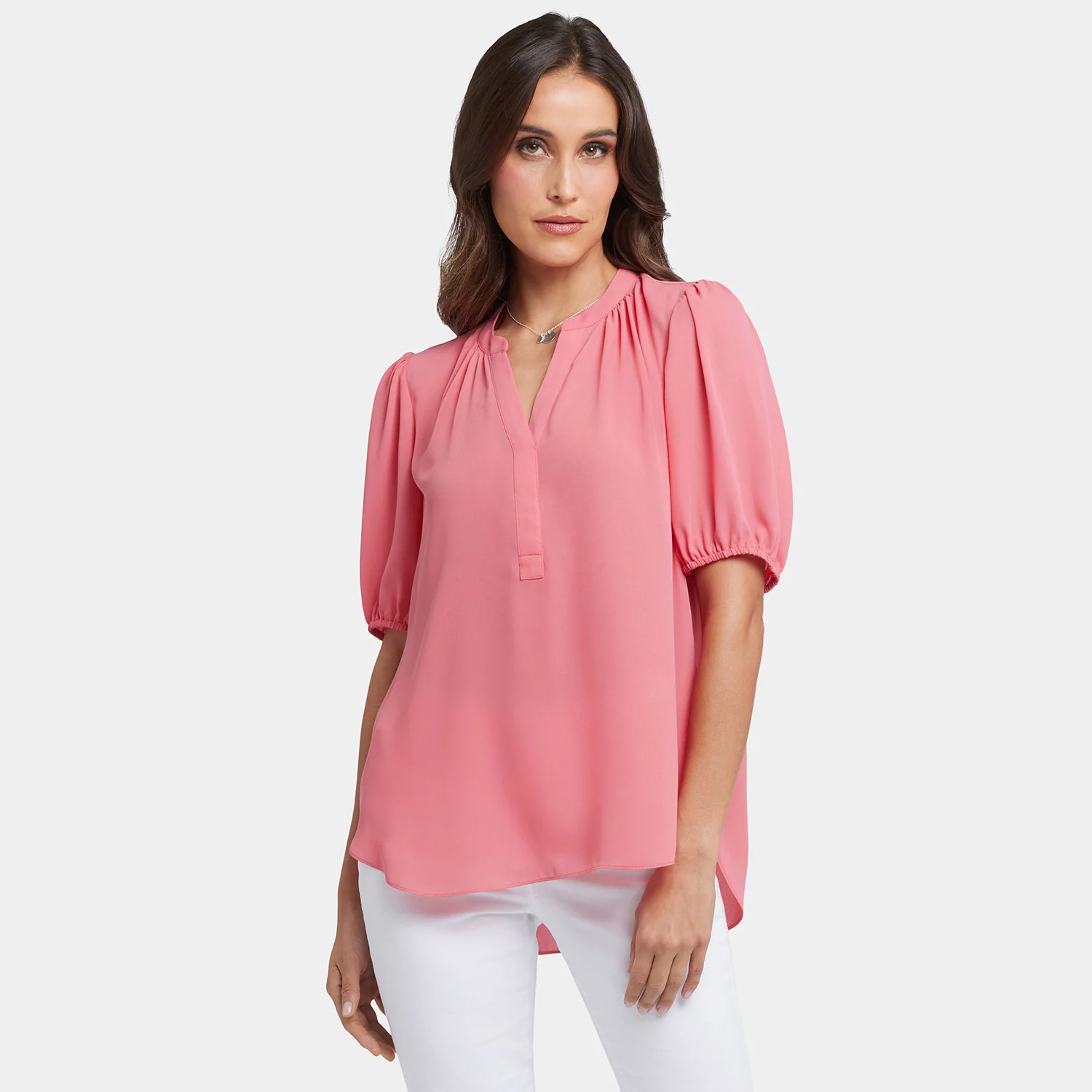 Short Puff Sleeved Popover Top - Spiced Coral - Image 7