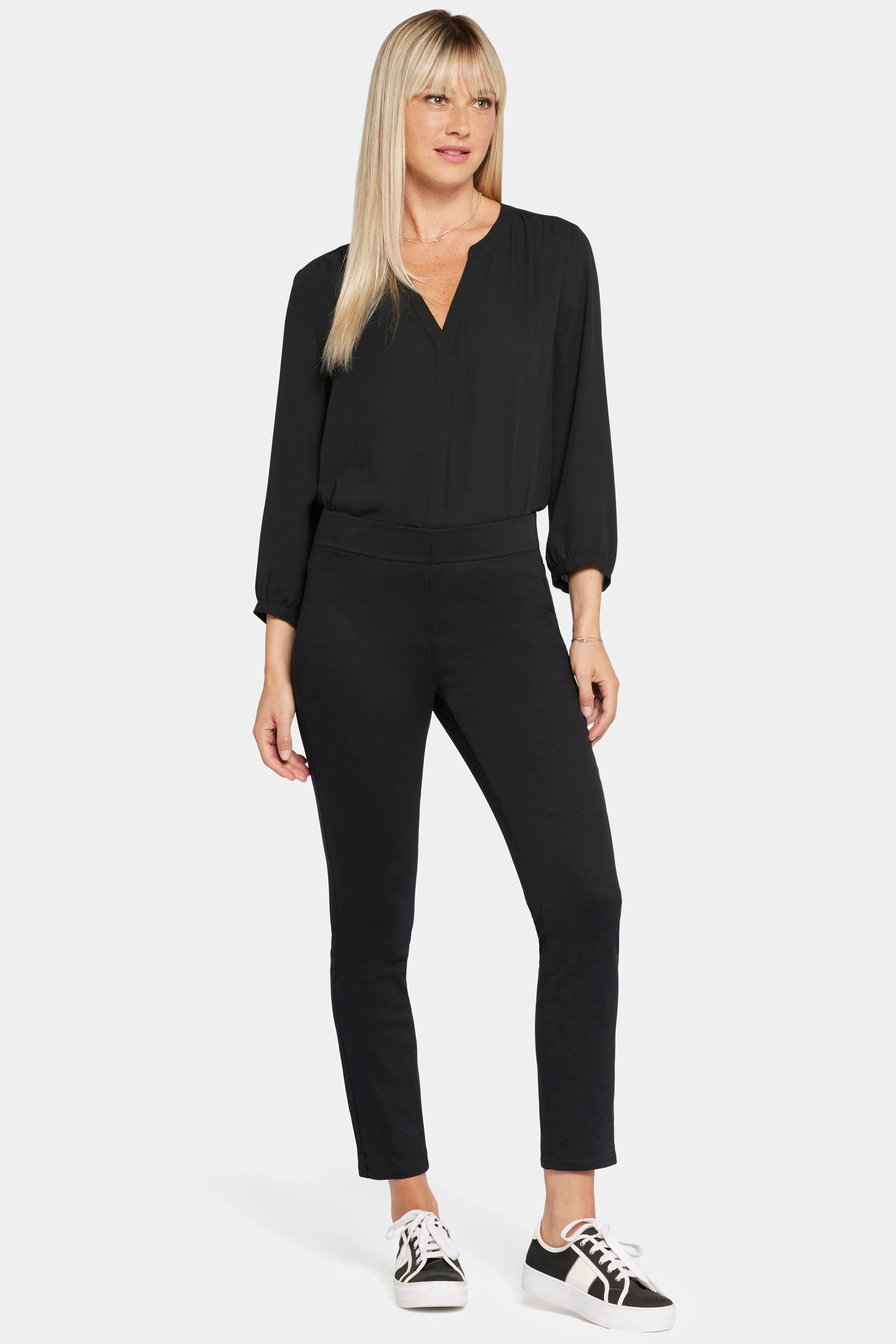 Skinny Ankle Pull-On Jeans - Black - Image 5