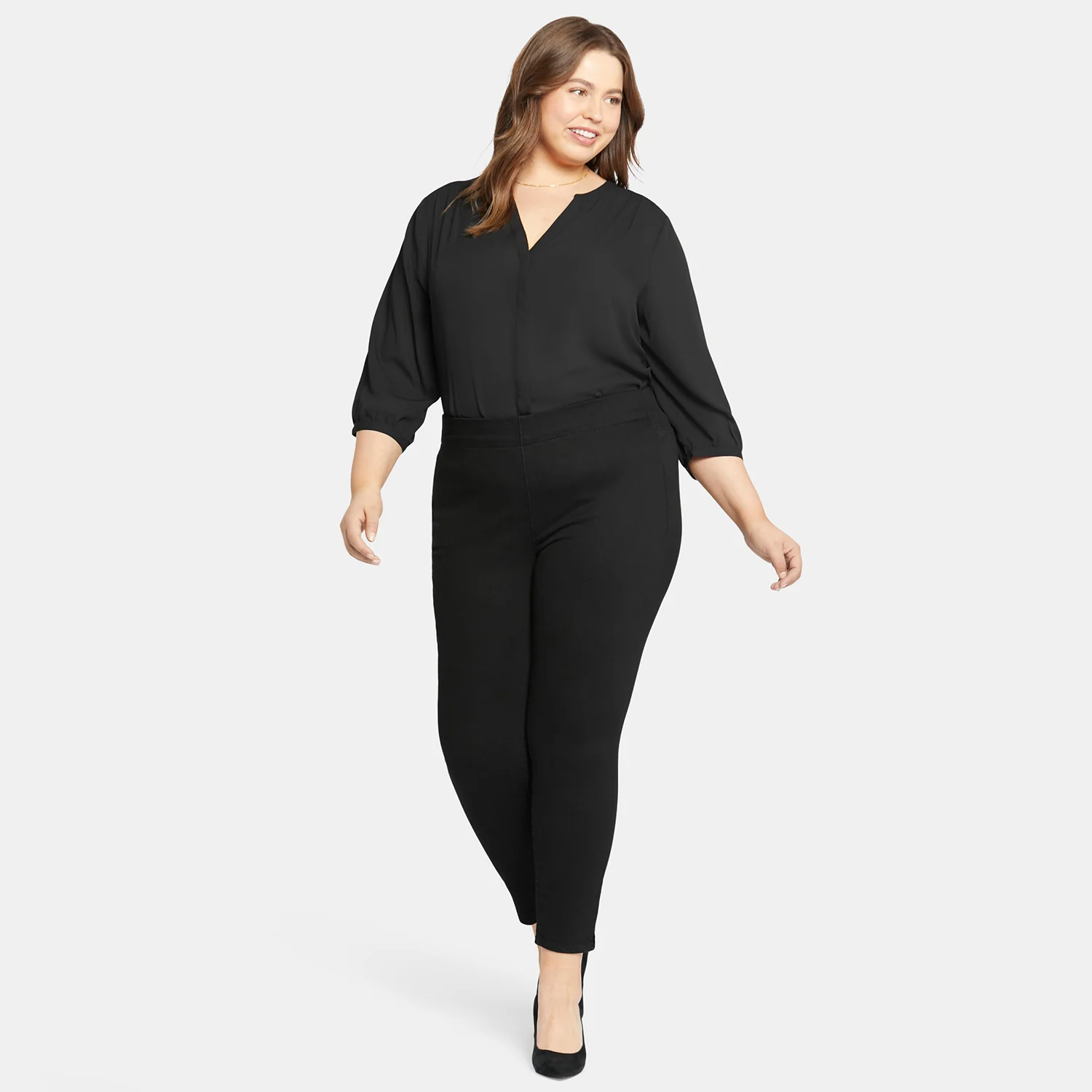 Skinny Ankle Pull-on Jeans In Plus Size - Black - Image 7