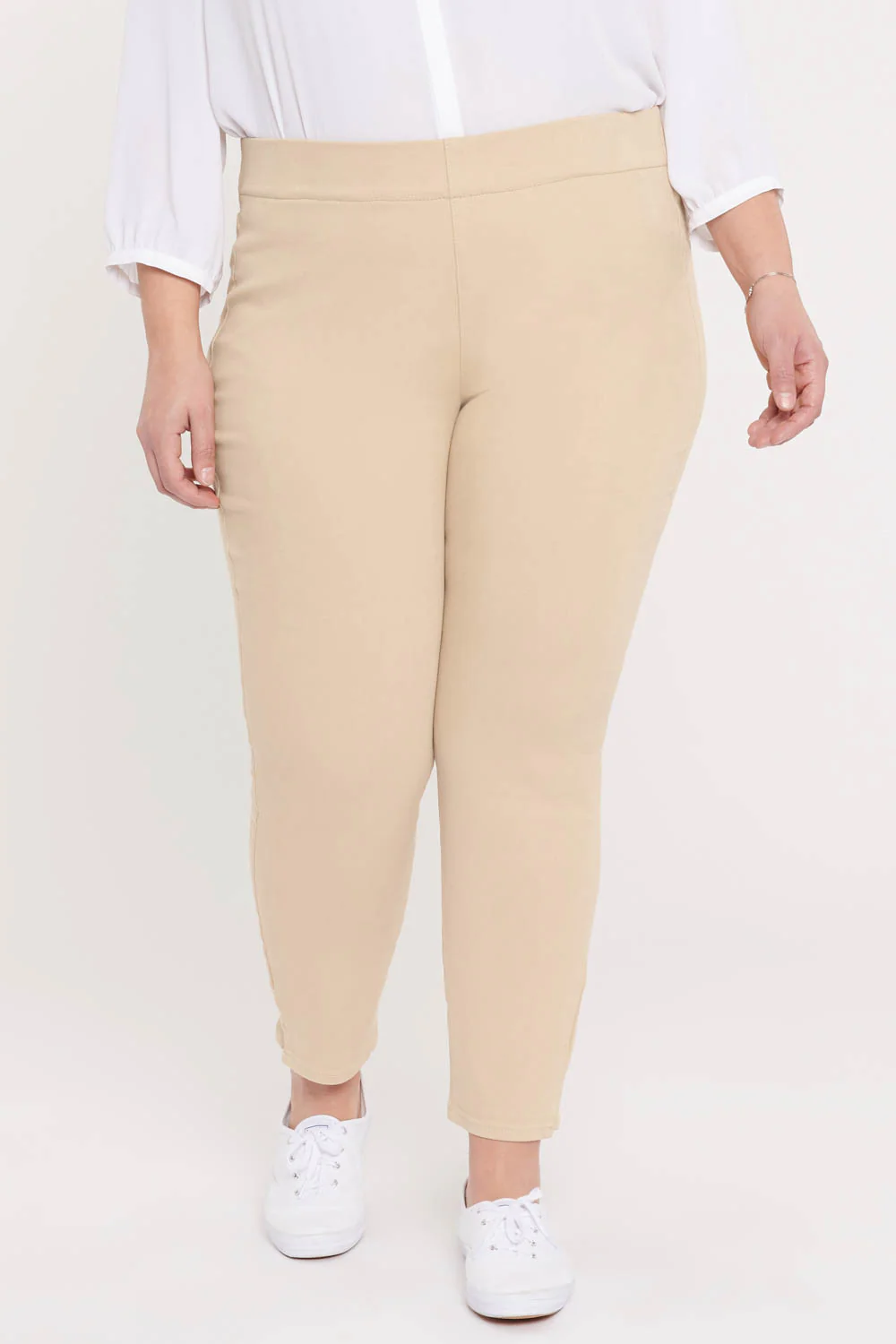 Skinny Ankle Pull-On Jeans In Plus Size - Marisol Warm Sand - Image 3