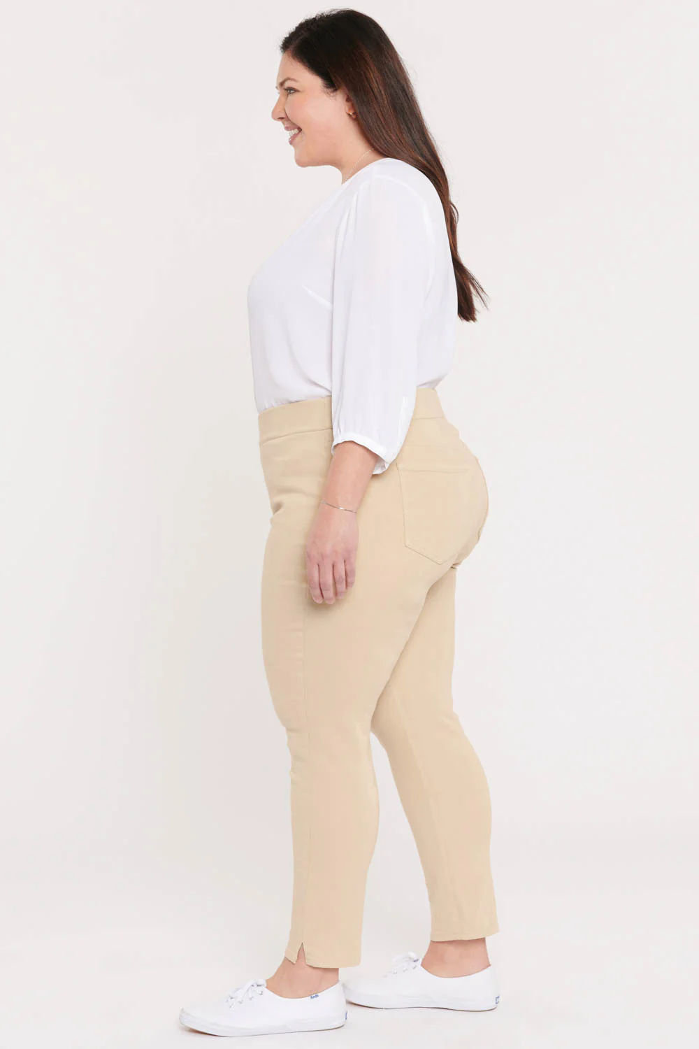 Skinny Ankle Pull-On Jeans In Plus Size - Marisol Warm Sand - Image 4