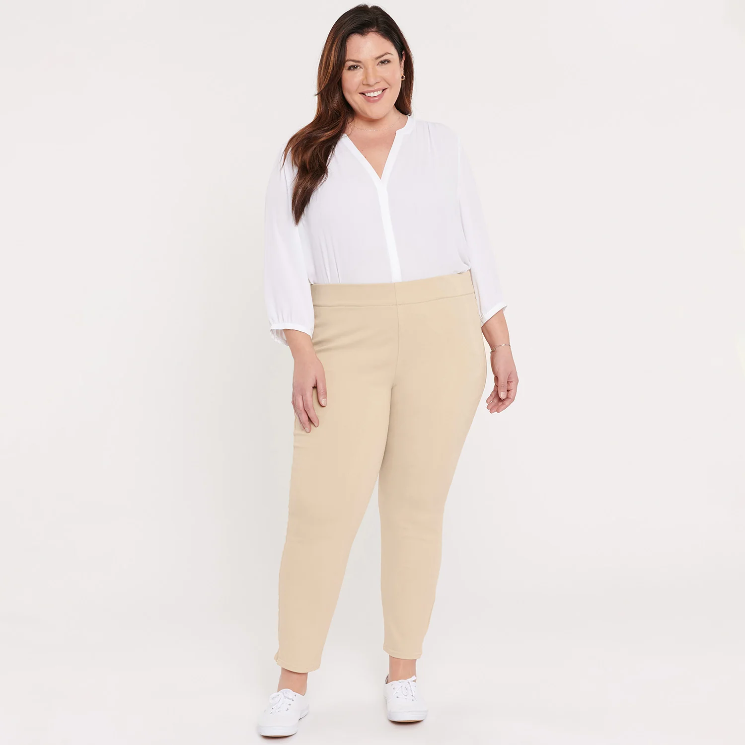 Skinny Ankle Pull-On Jeans In Plus Size - Marisol Warm Sand - Image 6