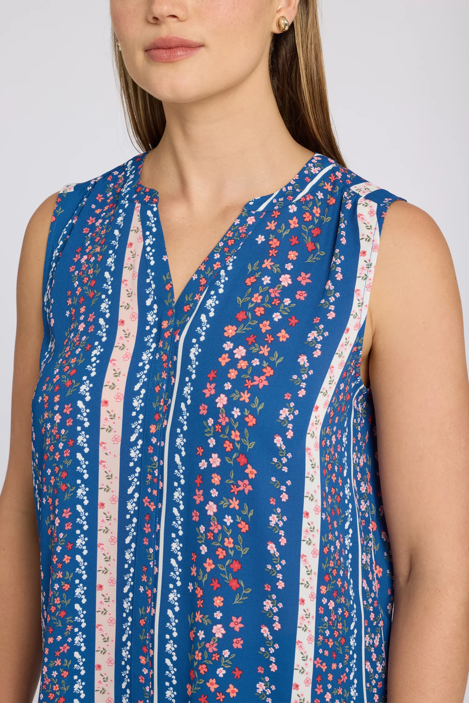 Sleeveless Pintuck Blouse - Floral Ribbons - Image 5