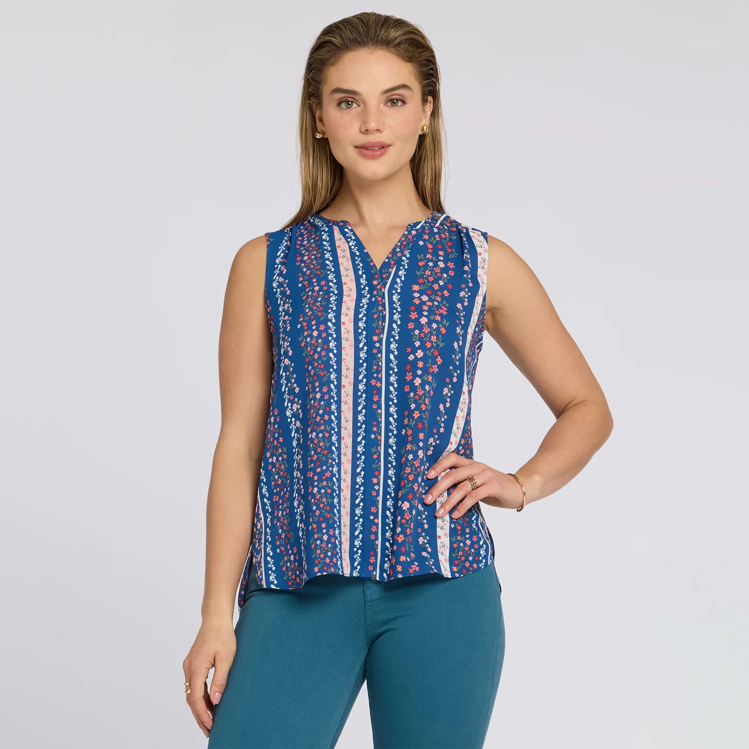 Sleeveless Pintuck Blouse - Floral Ribbons - Image 6