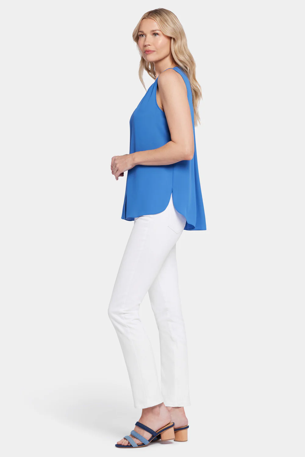 Sleeveless Pintuck Blouse  - Greek Sea - Image 3