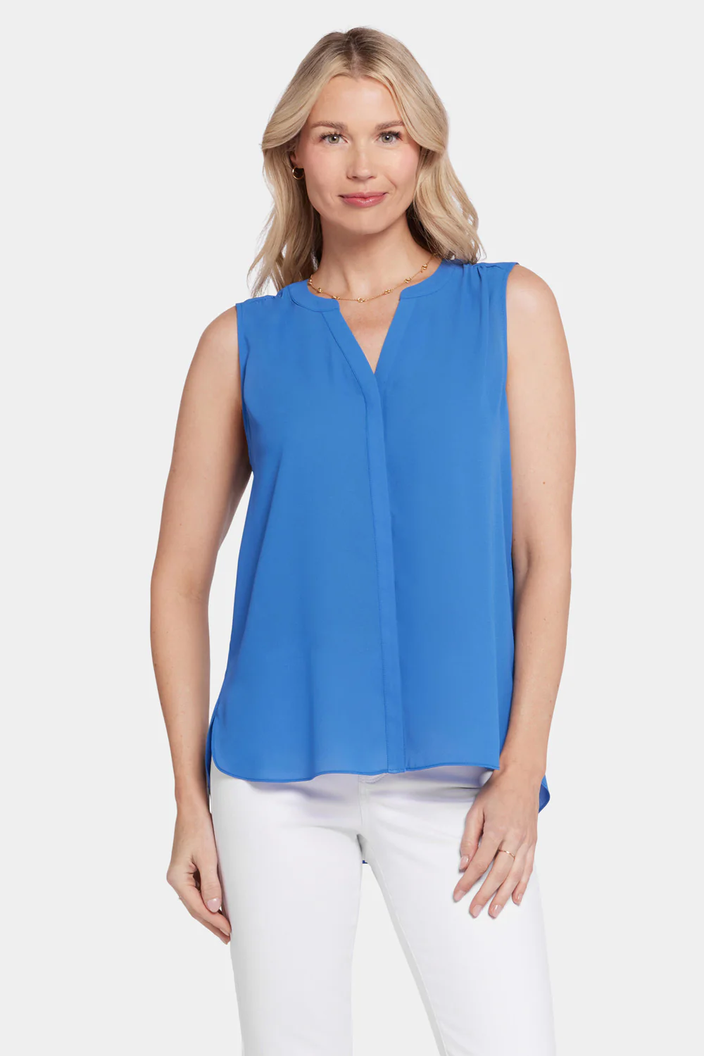 Sleeveless Pintuck Blouse  - Greek Sea - Image 4