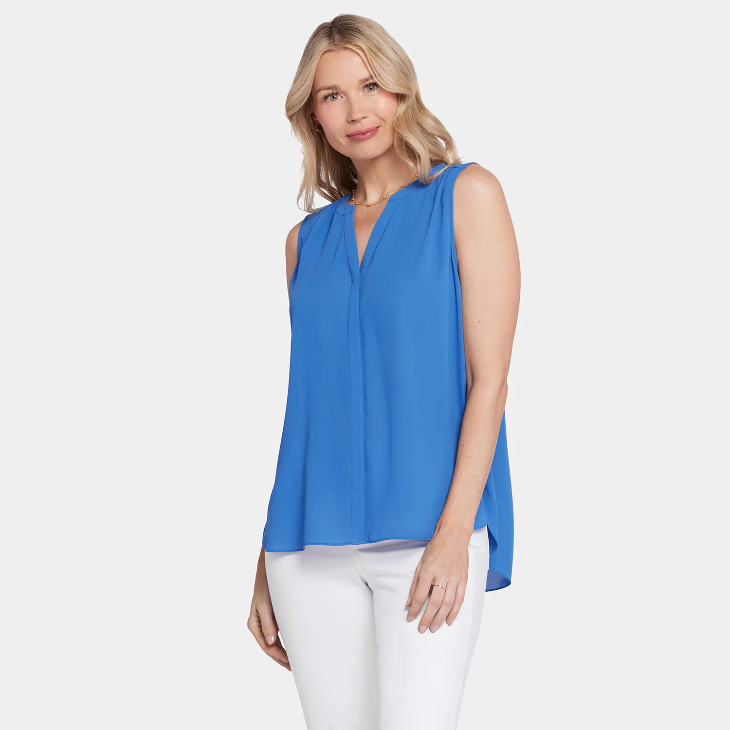 Sleeveless Pintuck Blouse  - Greek Sea - Image 7