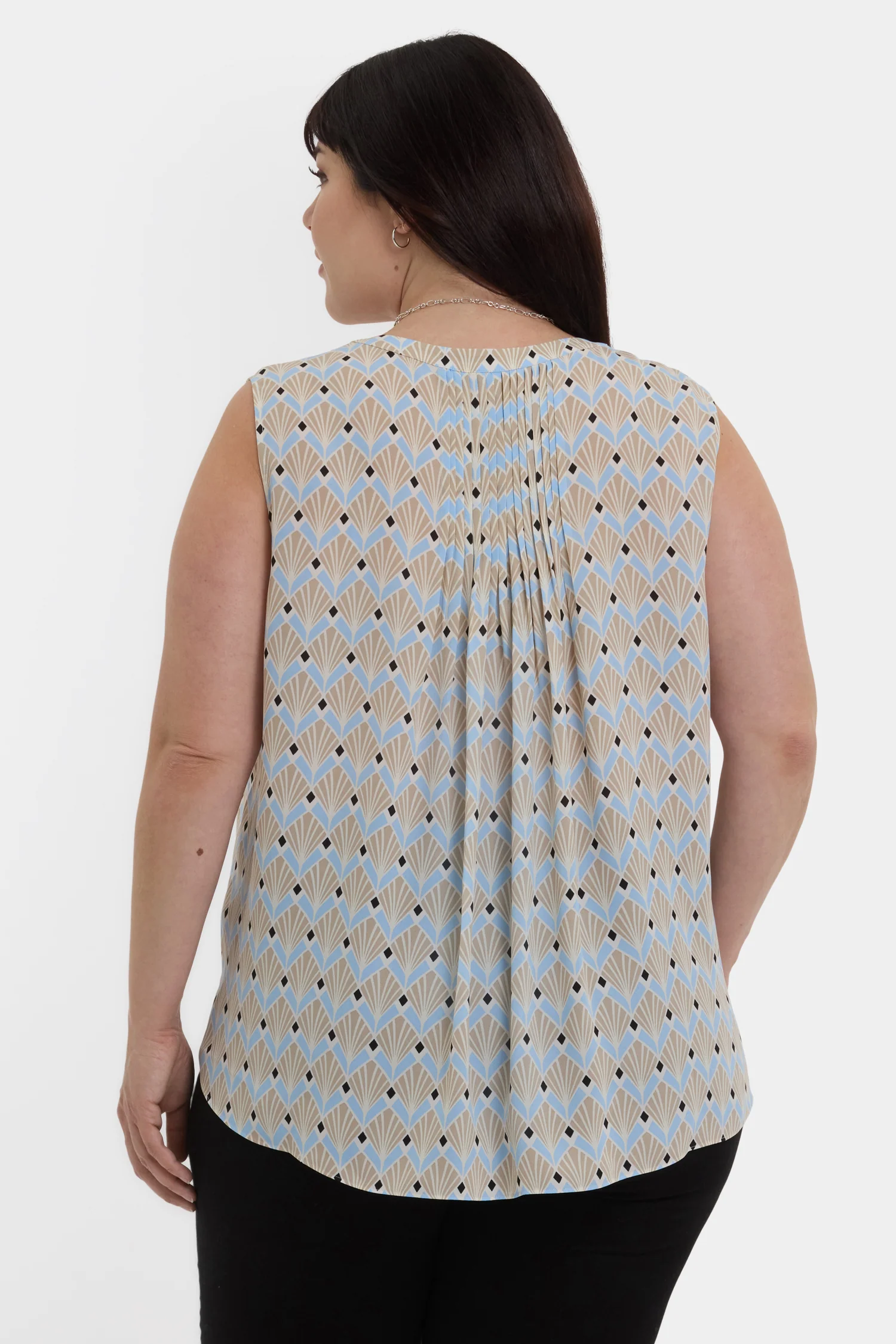 Sleeveless Pintuck Blouse In Plus Size - Cabo Punta - Image 2