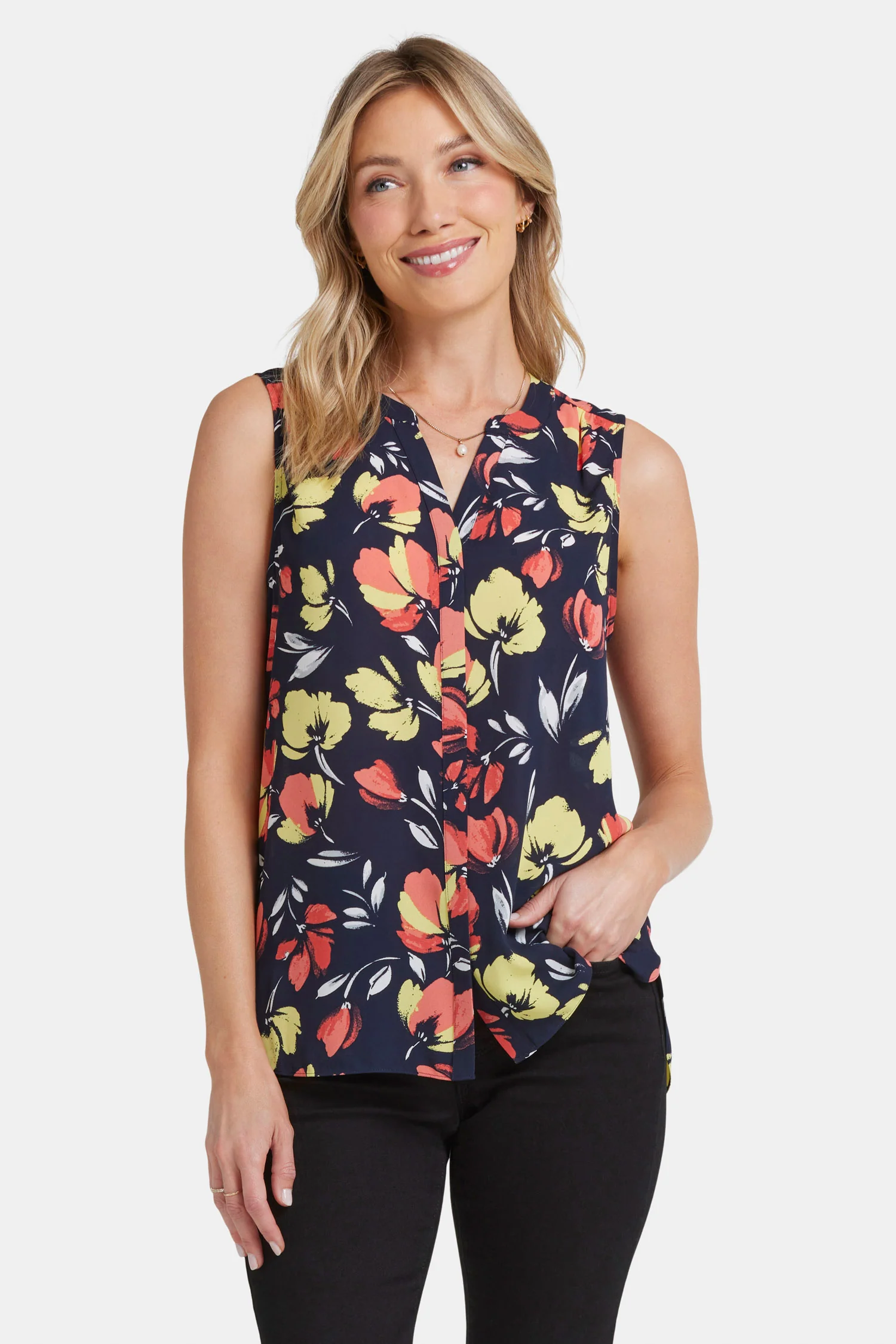 Sleeveless Pintuck Blouse  - Isla Blooms