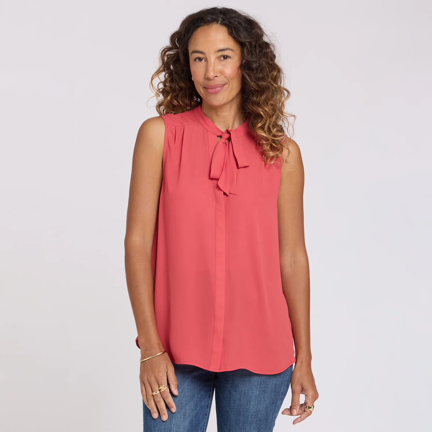 Sleeveless Tie-Neck Blouse - Chrysanthemum - Image 6