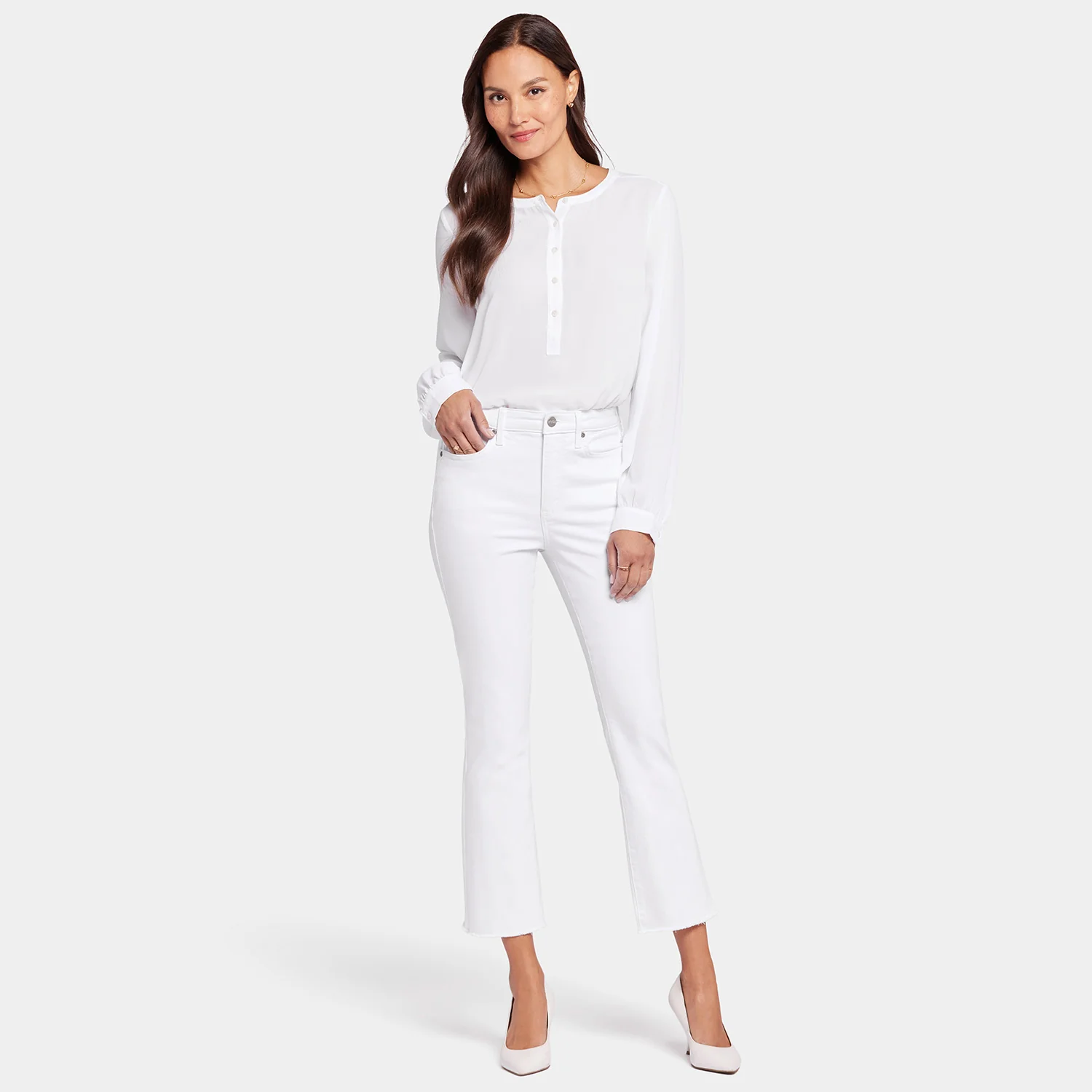 Billie Mini Bootcut Ankle Jeans - Optic White - Image 8