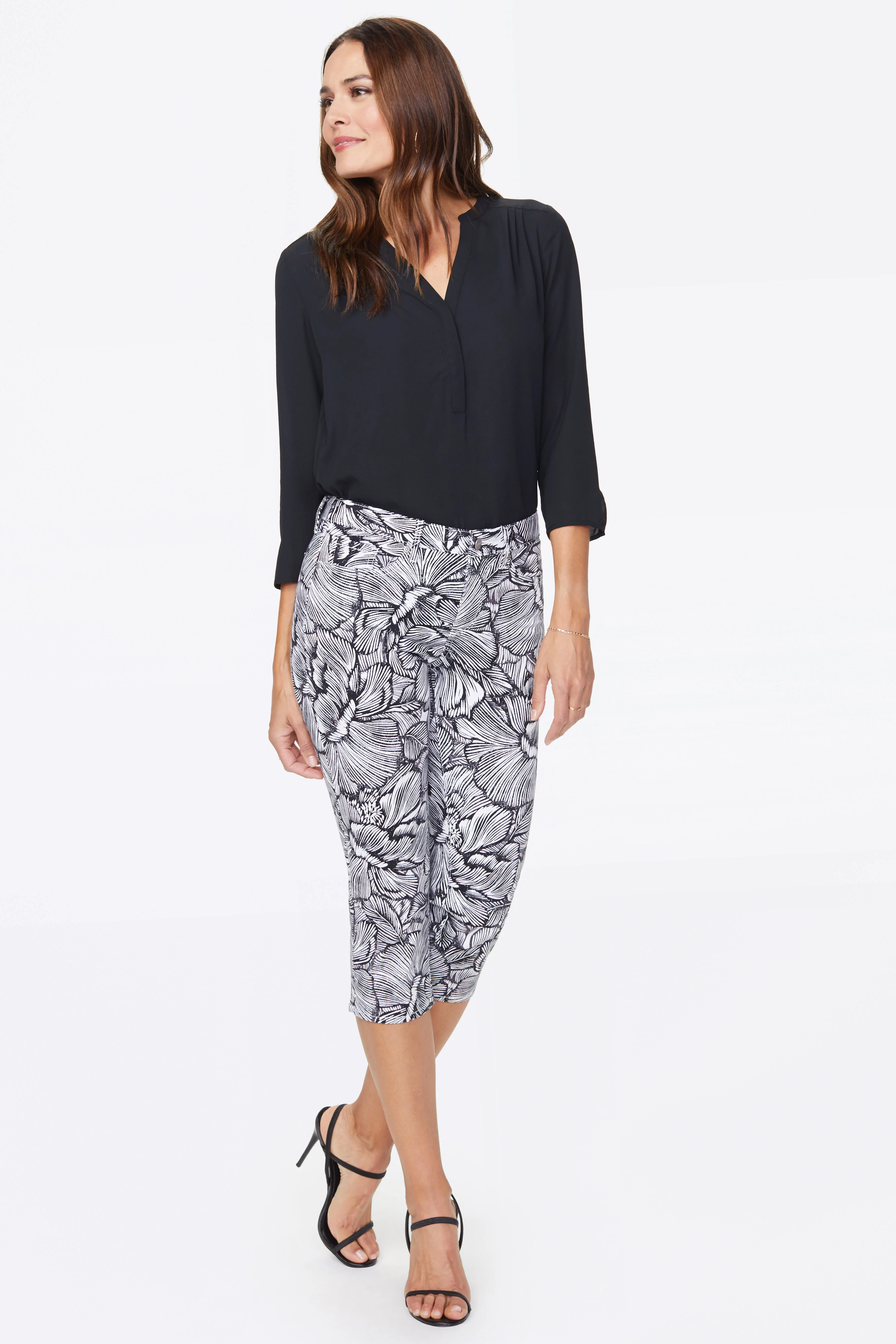 Slim Straight Crop Jeans - Floral Cosmos Black - Image 4