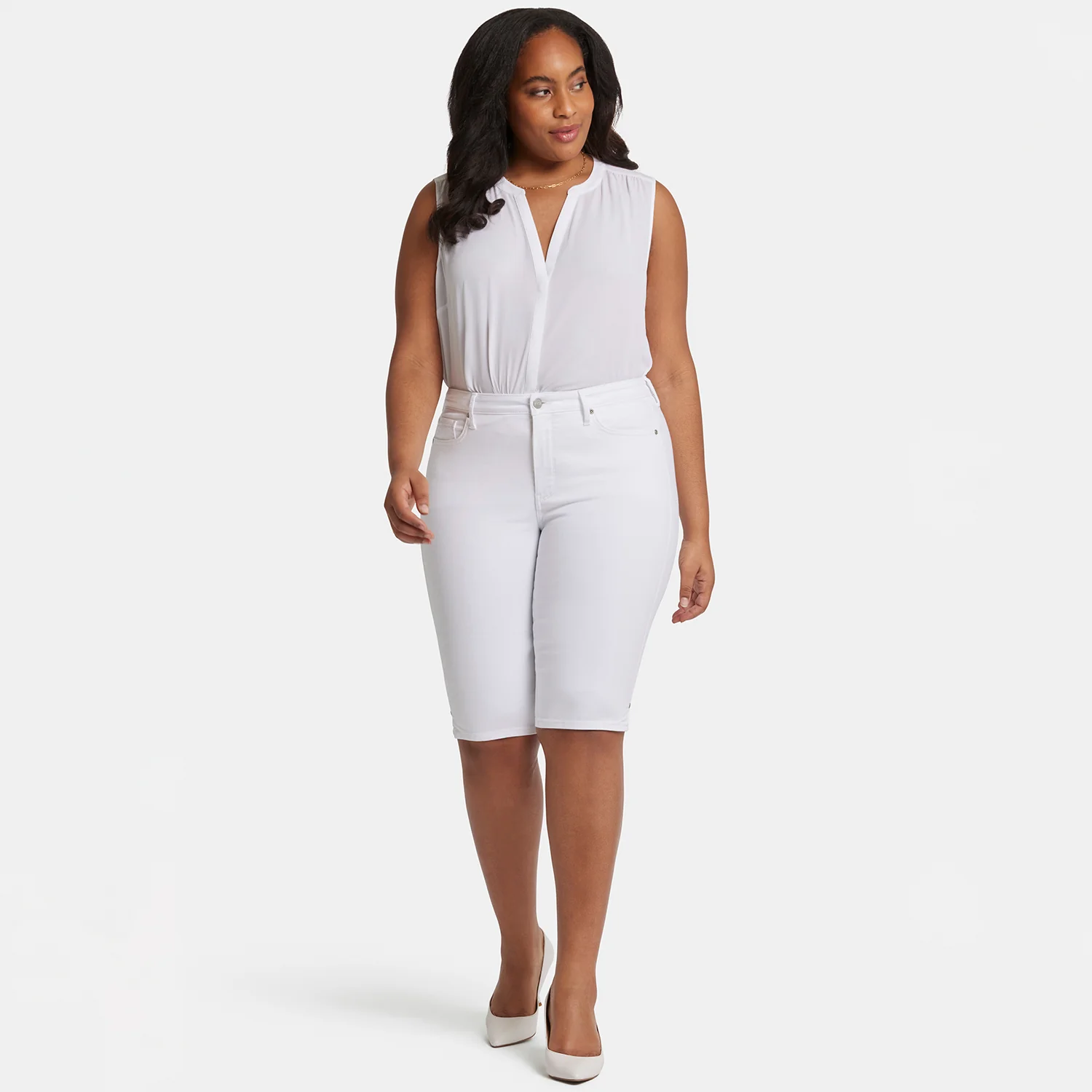 Sophie Bike Capri Jeans In Plus Size - Optic White - Image 7