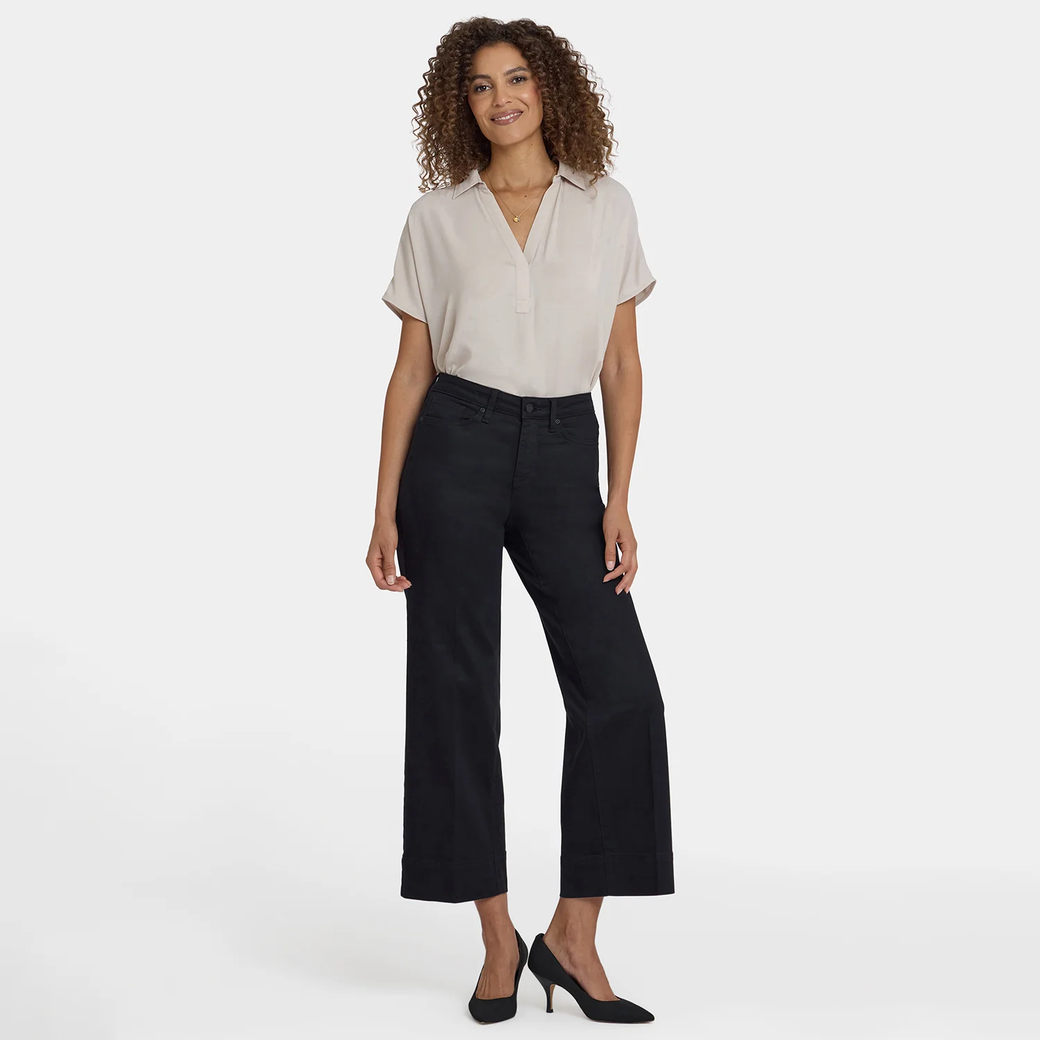 Teresa Wide Leg Ankle Jeans - Black - Image 6