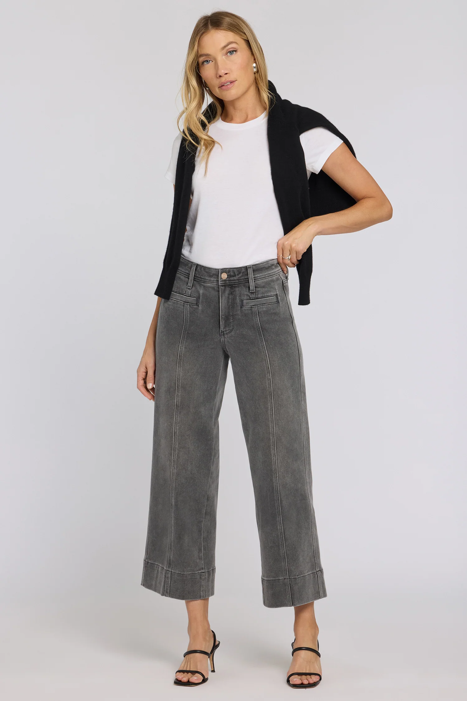 Teresa Wide Leg Ankle Jeans - Dusty Ash